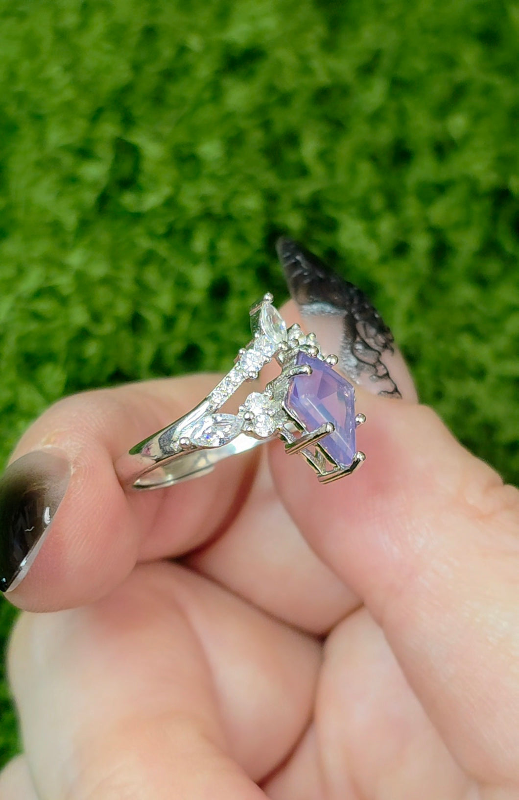 Lavender Moon Quartz Kite Ring