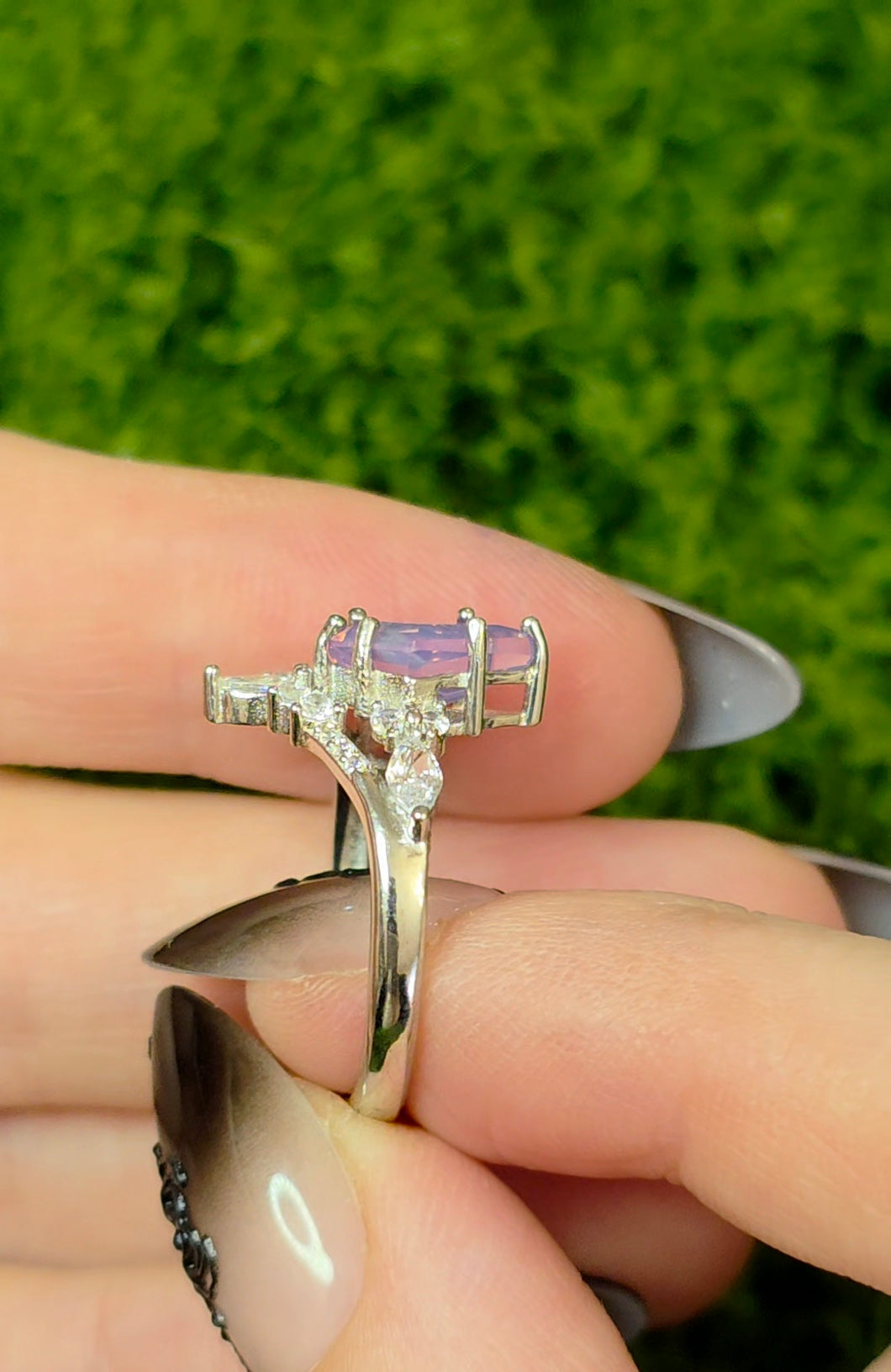 Lavender Moon Quartz Kite Ring