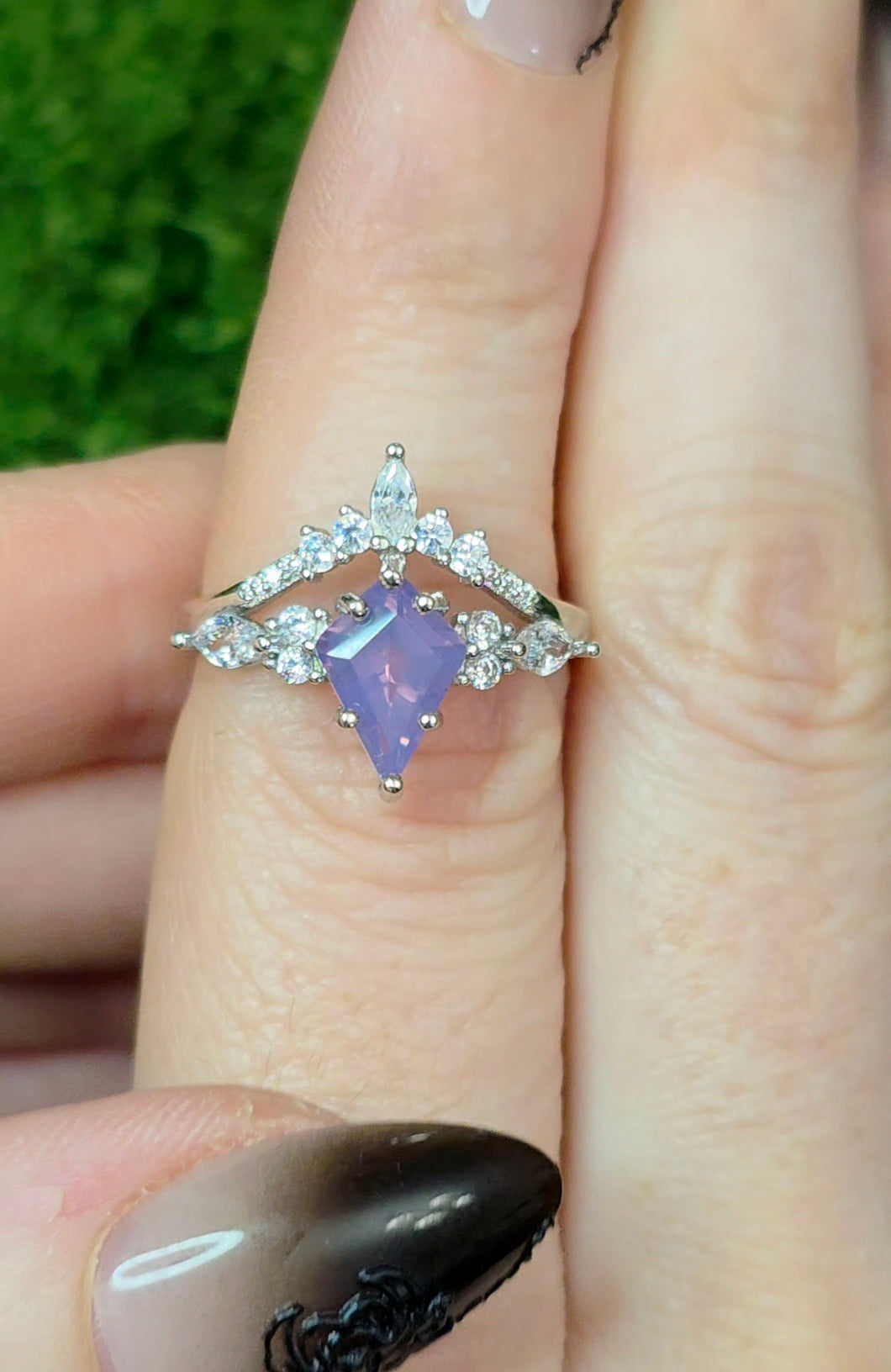 Lavender Moon Quartz Kite Ring