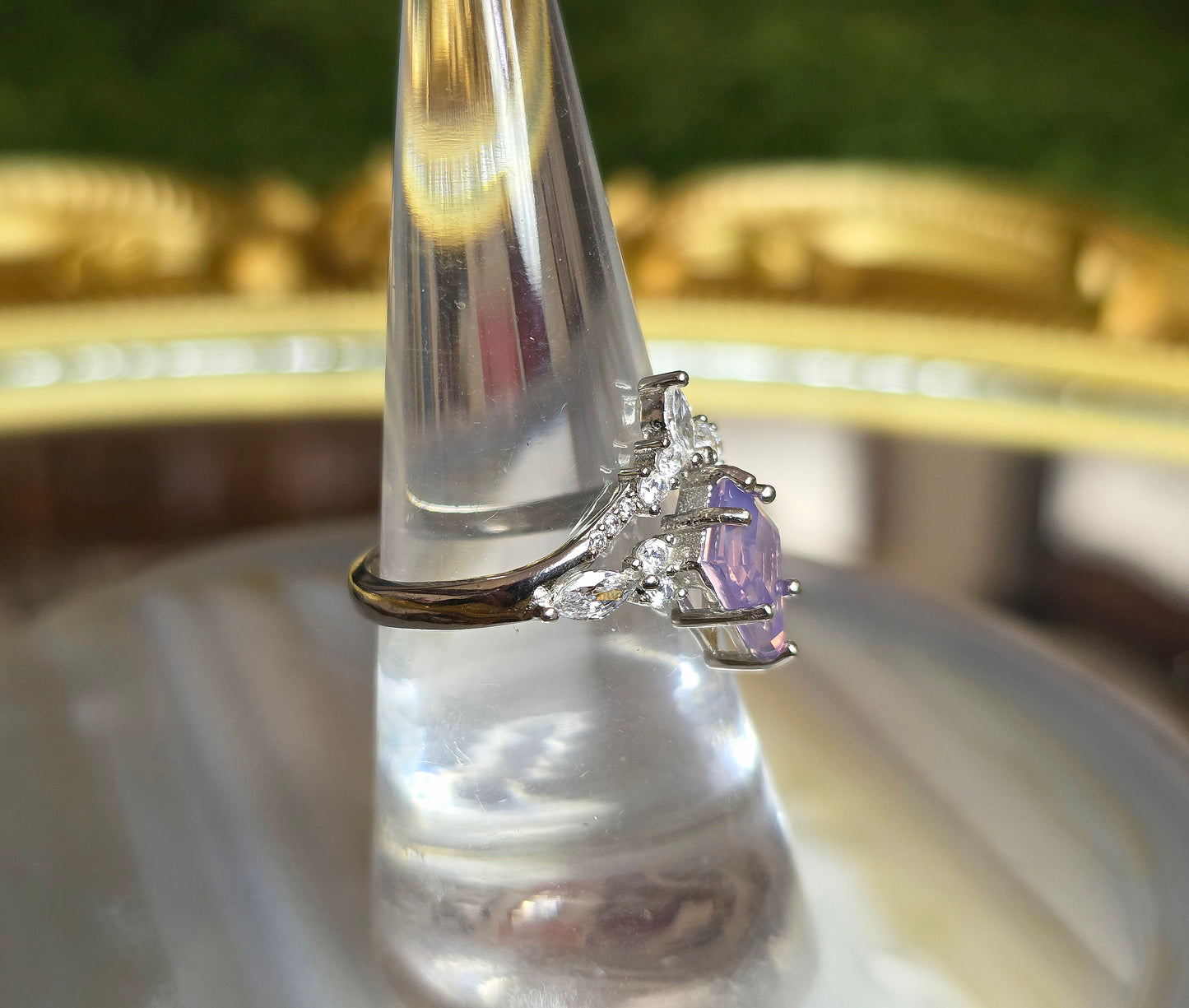 Lavender Moon Quartz Kite Ring