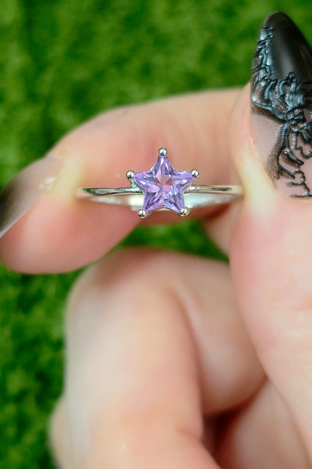Lavender Moon Quartz Star Ring