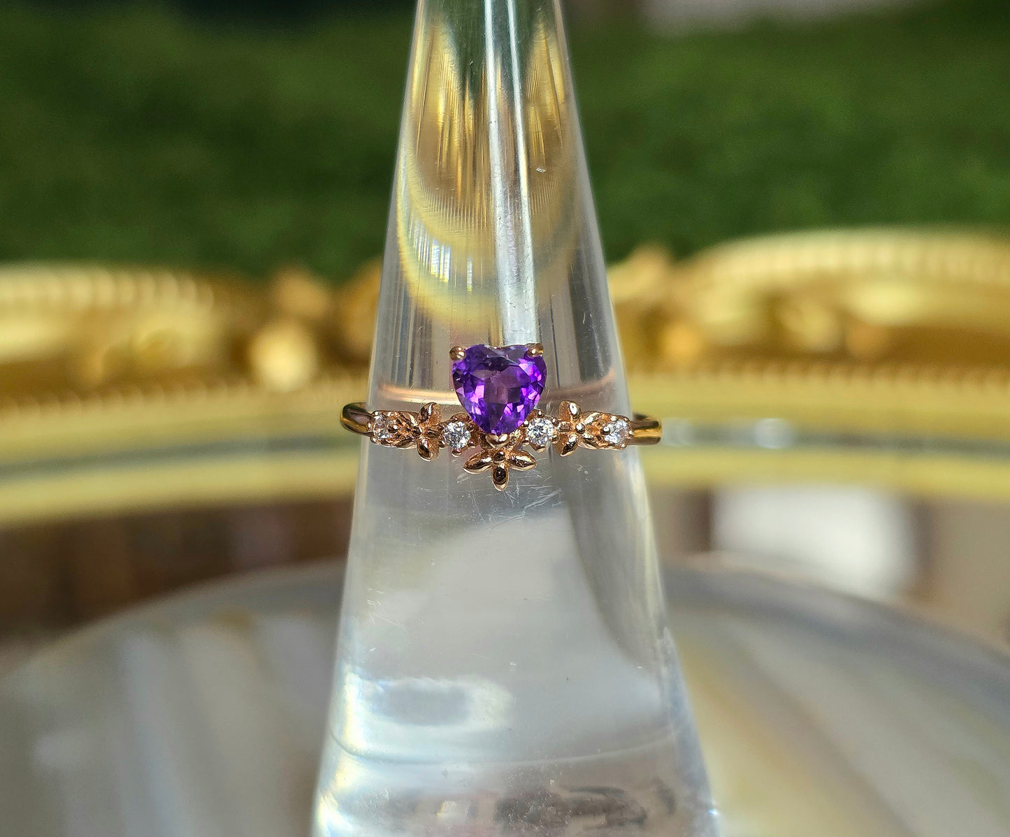 Dainty Amethyst Heart Ring
