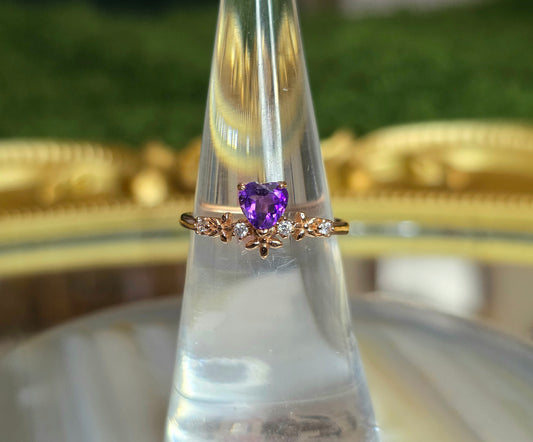 Dainty Amethyst Heart Ring