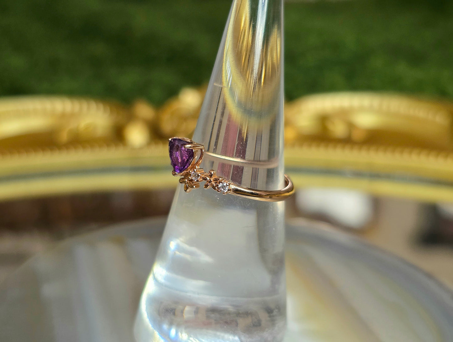 Dainty Amethyst Heart Ring