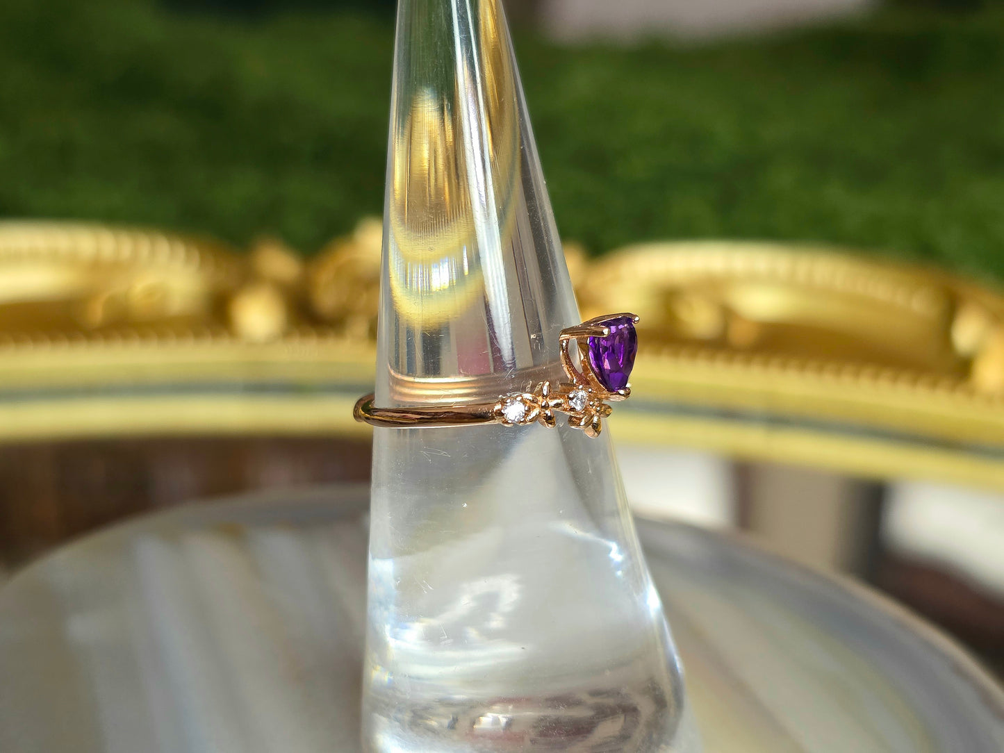 Dainty Amethyst Heart Ring
