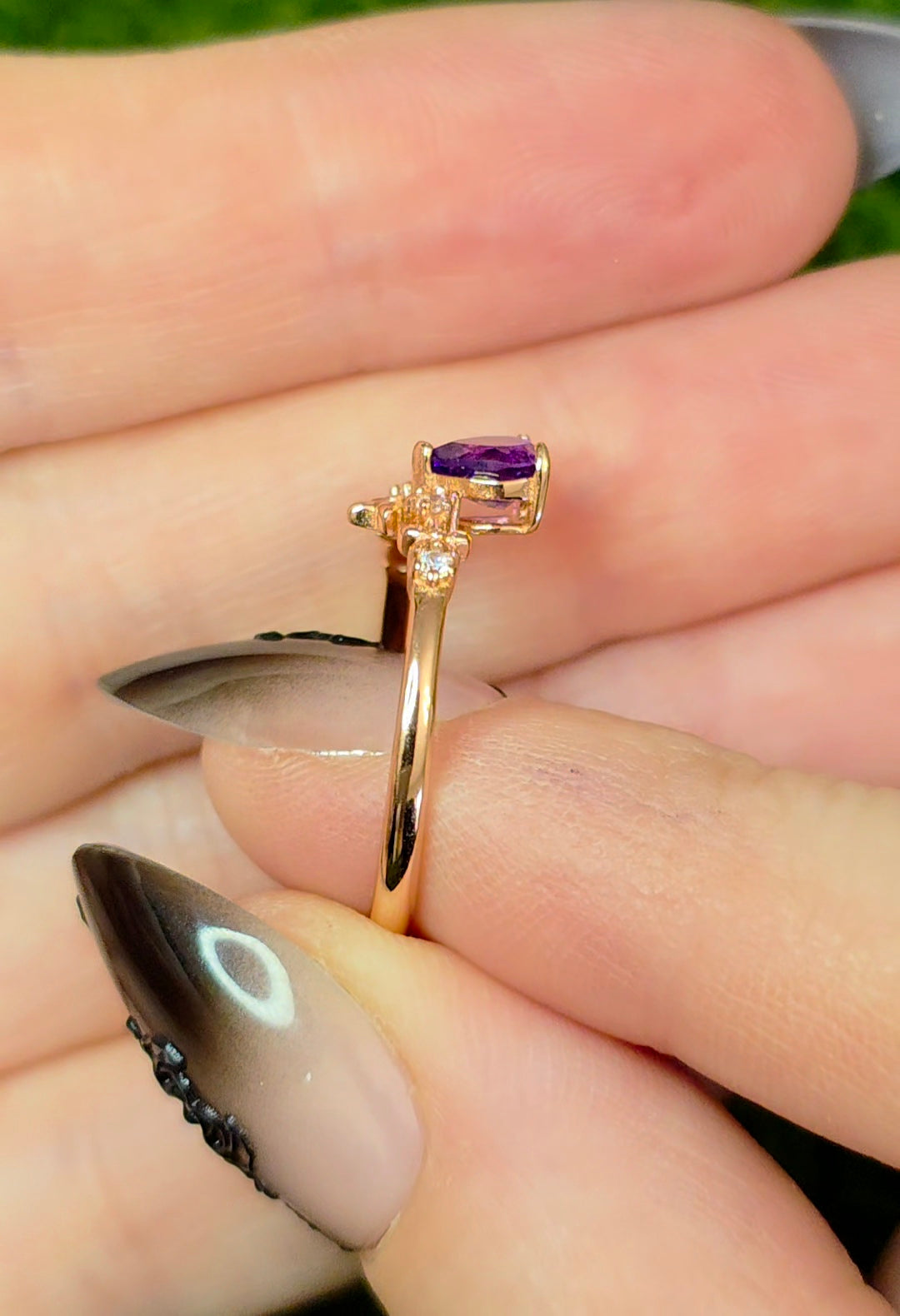 Dainty Amethyst Heart Ring
