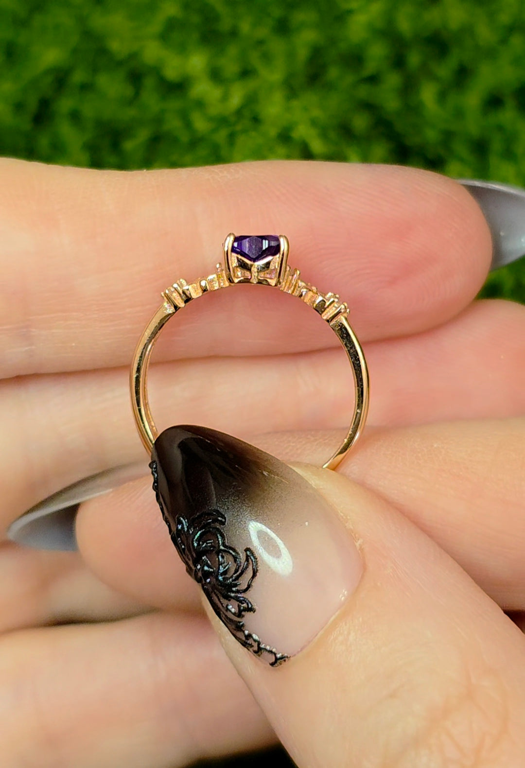 Dainty Amethyst Heart Ring