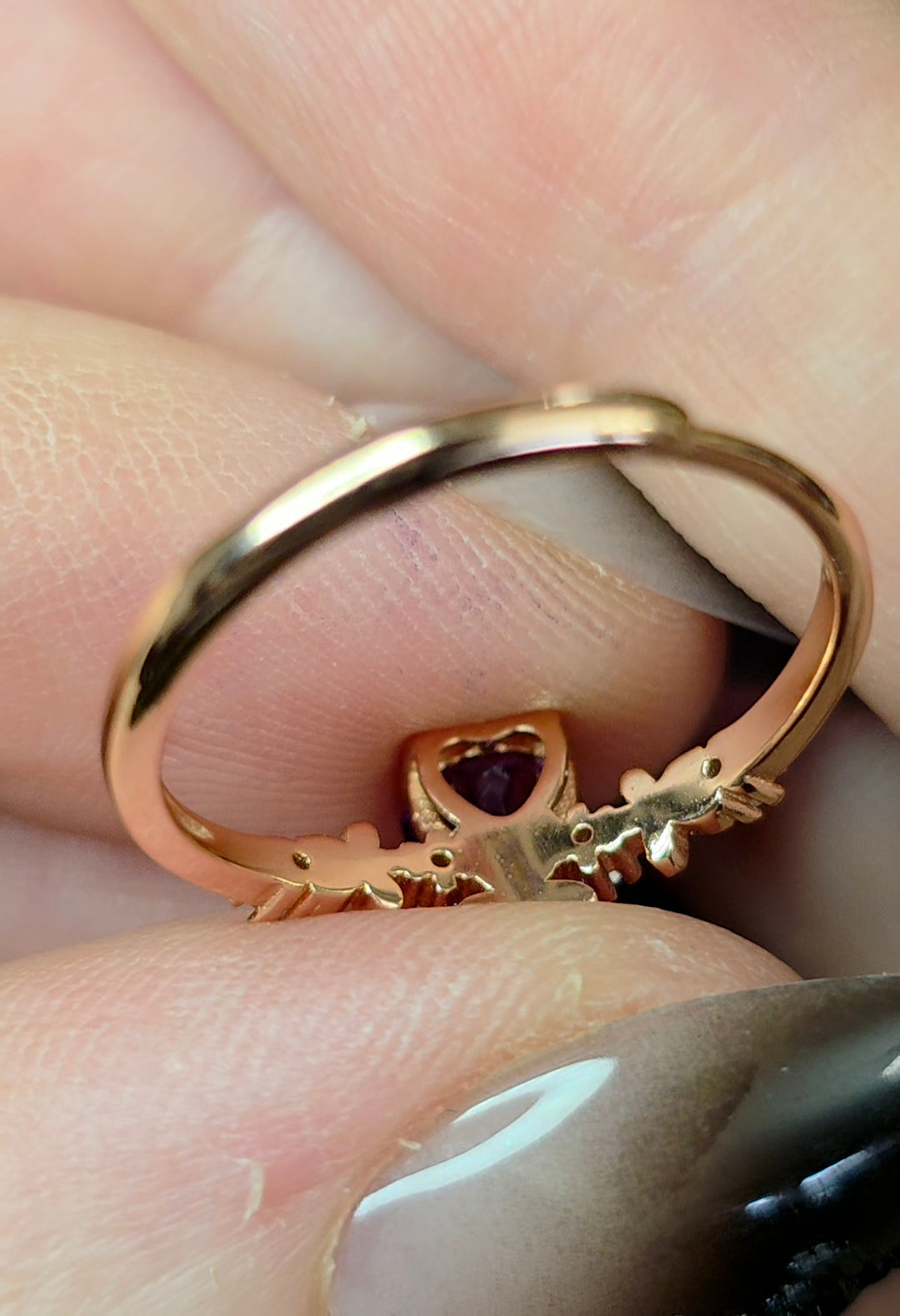 Dainty Amethyst Heart Ring