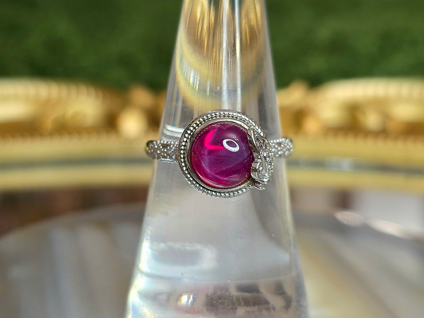 Round Star Ruby Butterfly Ring