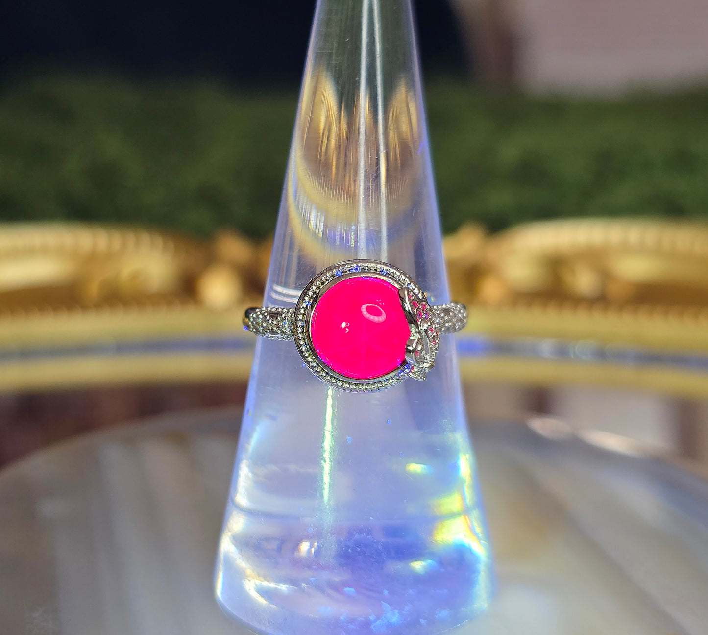 Round Star Ruby Butterfly Ring