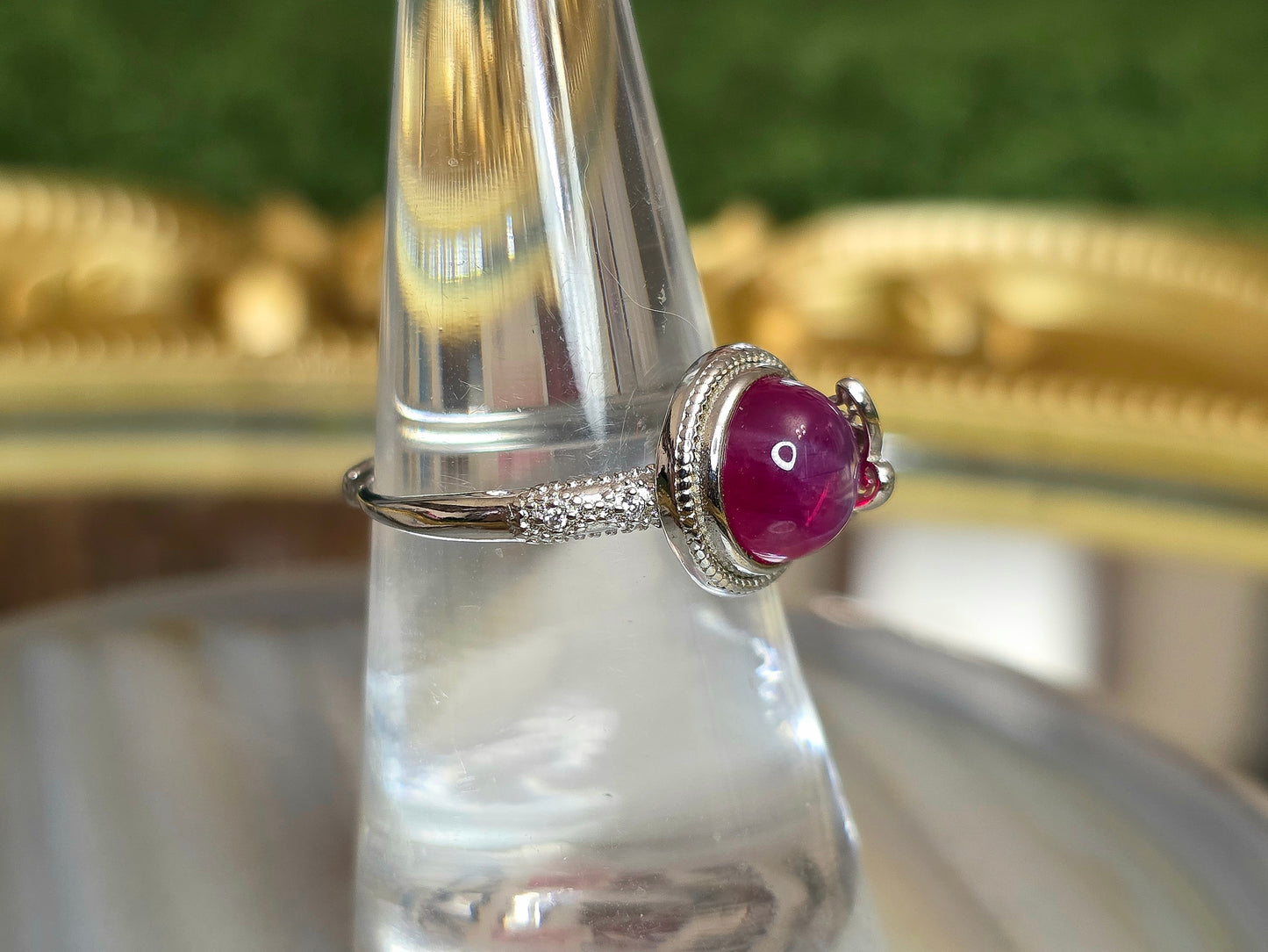 Round Star Ruby Butterfly Ring