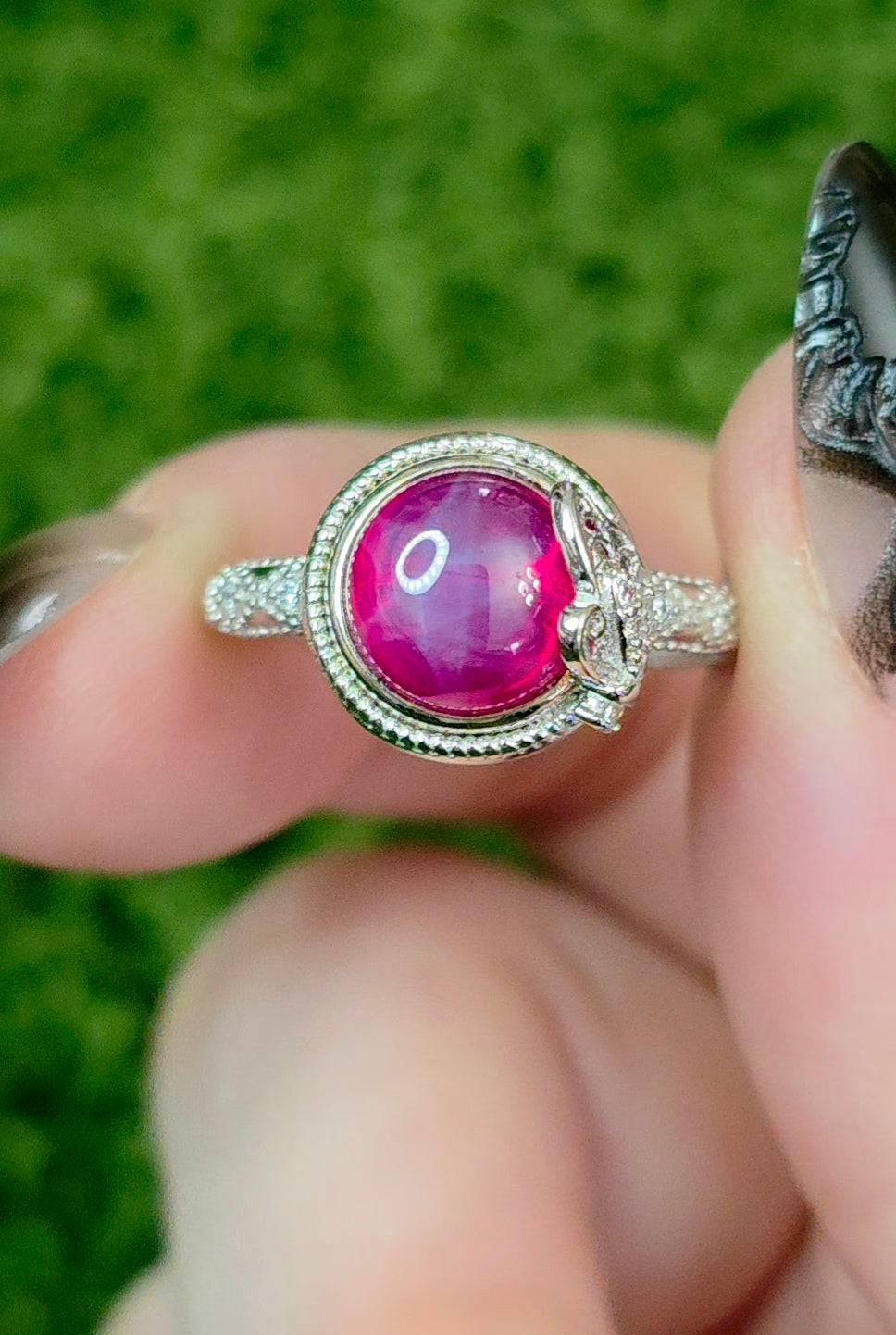 Round Star Ruby Butterfly Ring