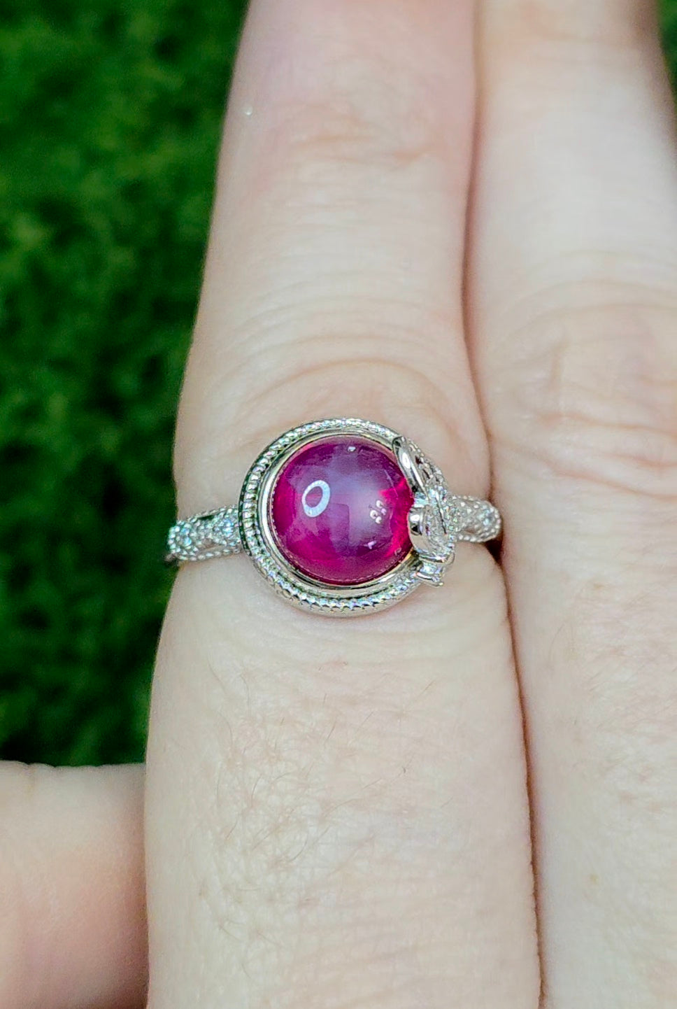 Round Star Ruby Butterfly Ring