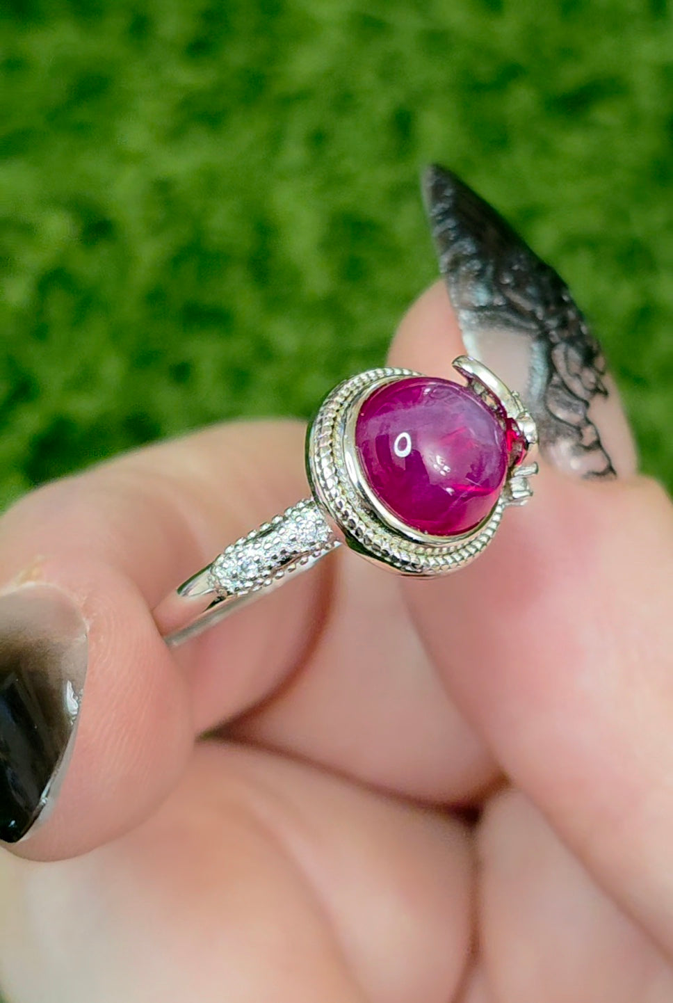 Round Star Ruby Butterfly Ring