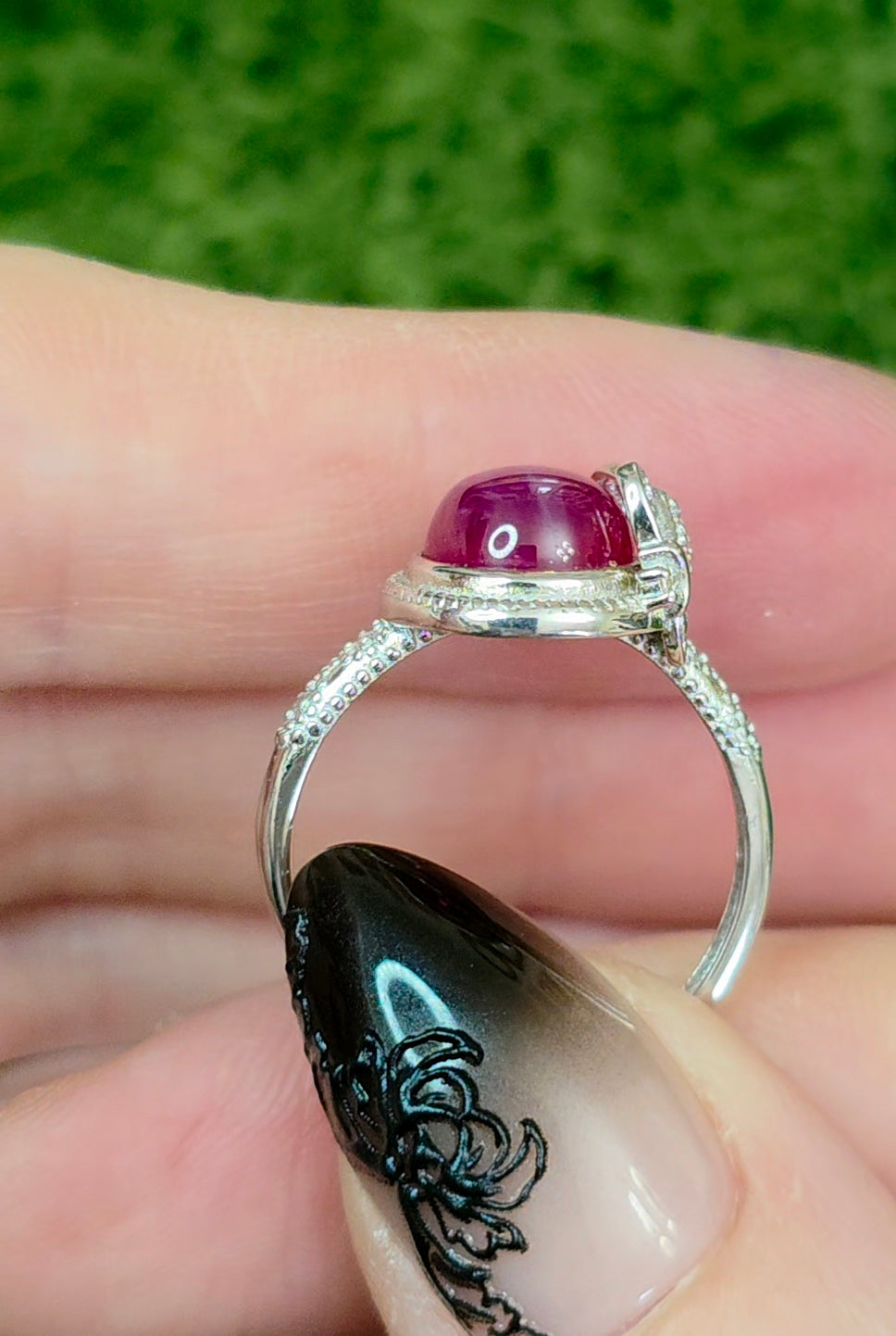 Round Star Ruby Butterfly Ring