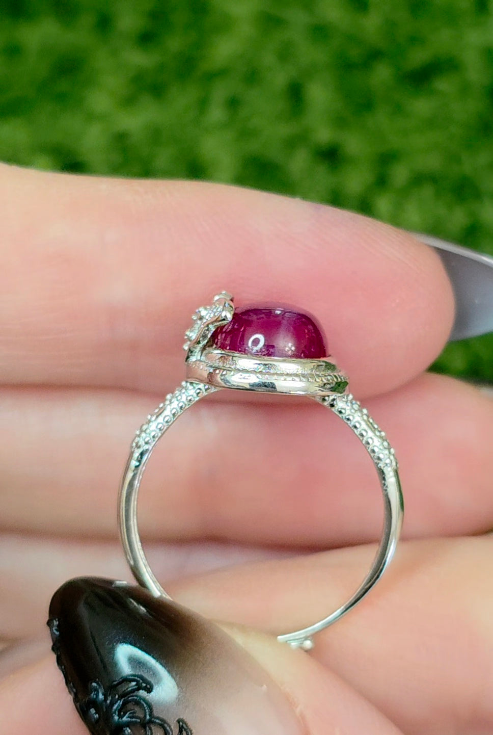 Round Star Ruby Butterfly Ring