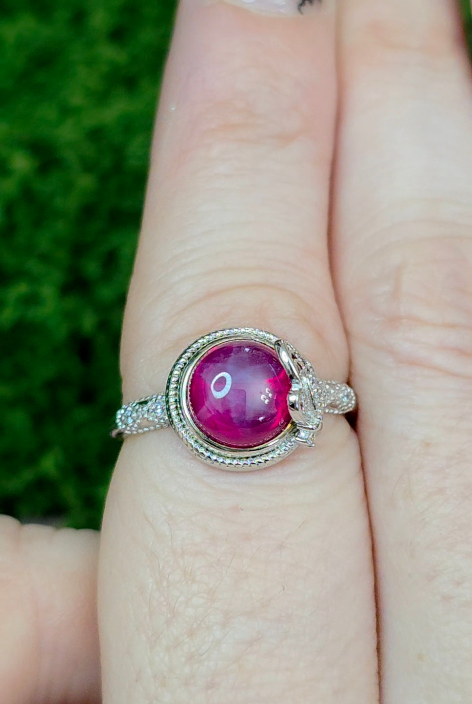 Round Star Ruby Butterfly Ring