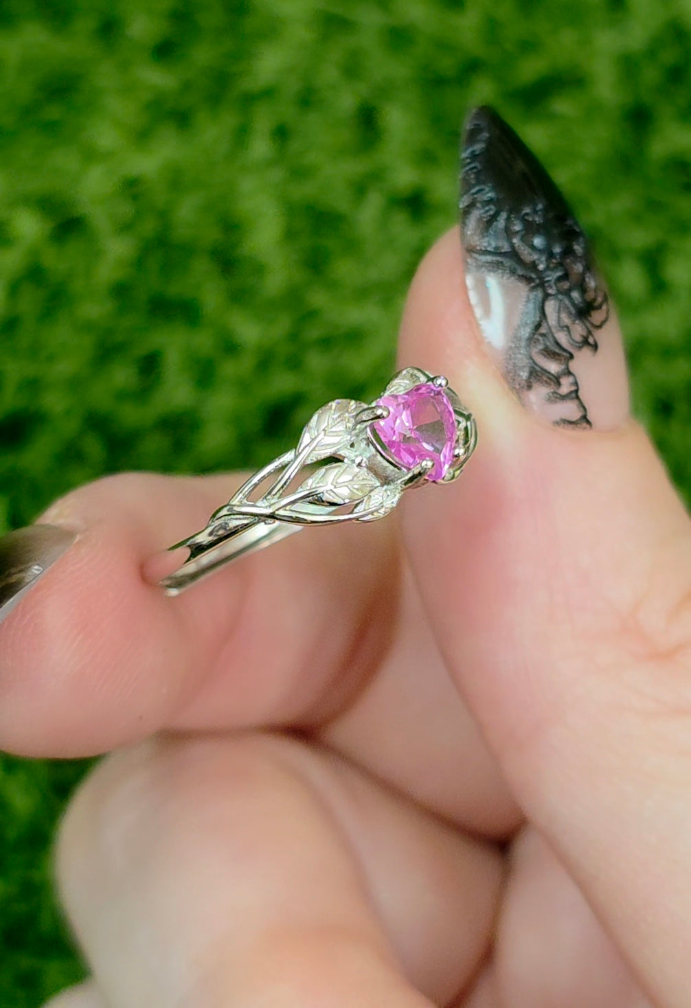 Pink Moissanite Heart Ring