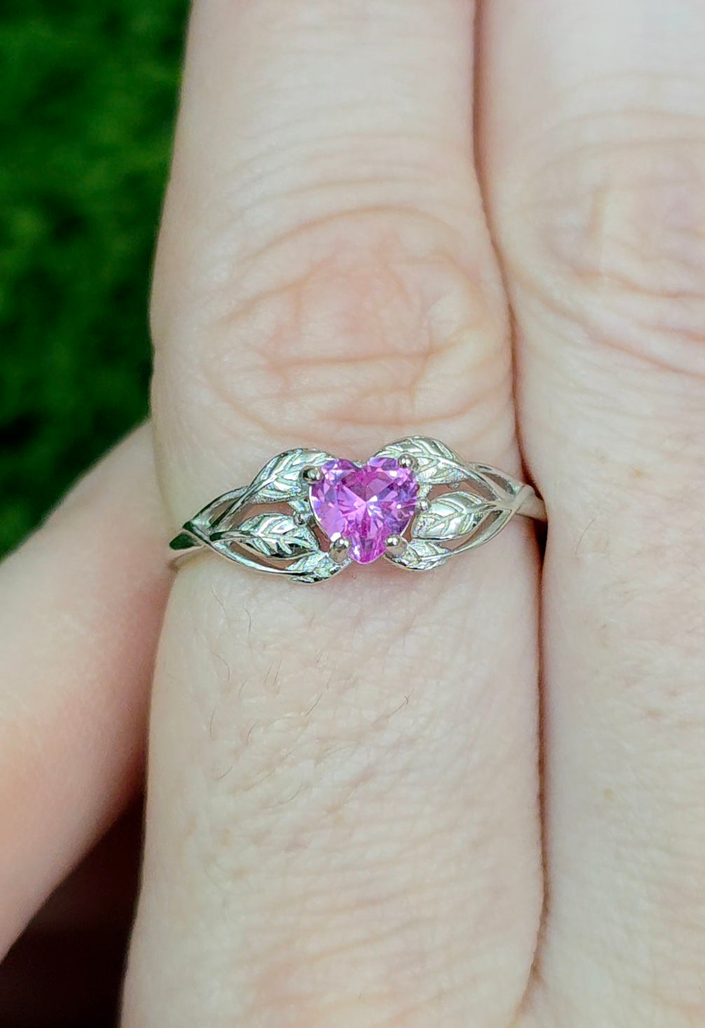 Pink Moissanite Heart Ring