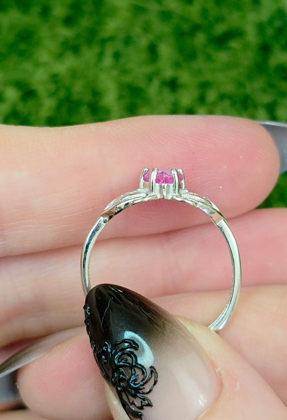 Pink Moissanite Heart Ring