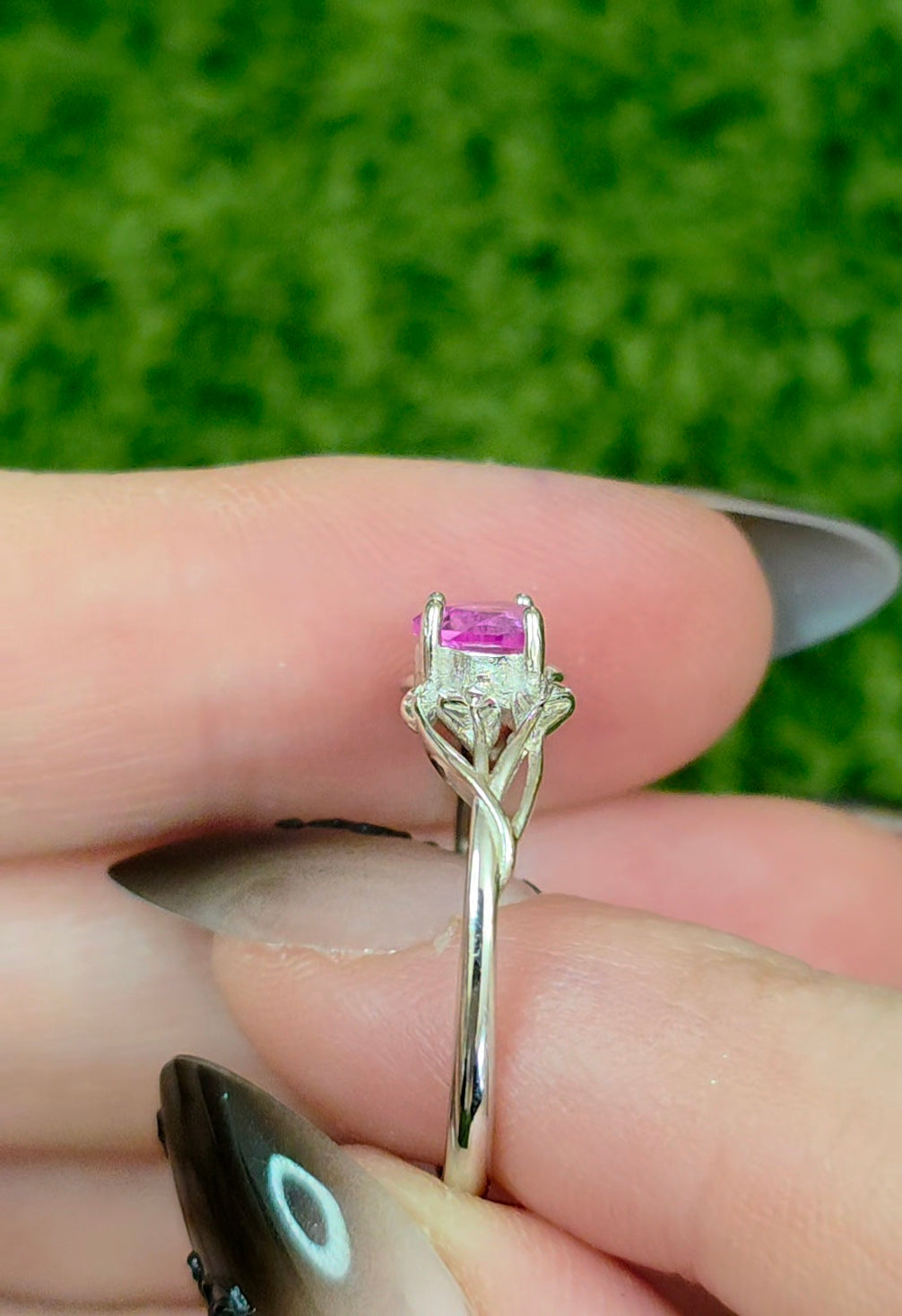 Pink Moissanite Heart Ring