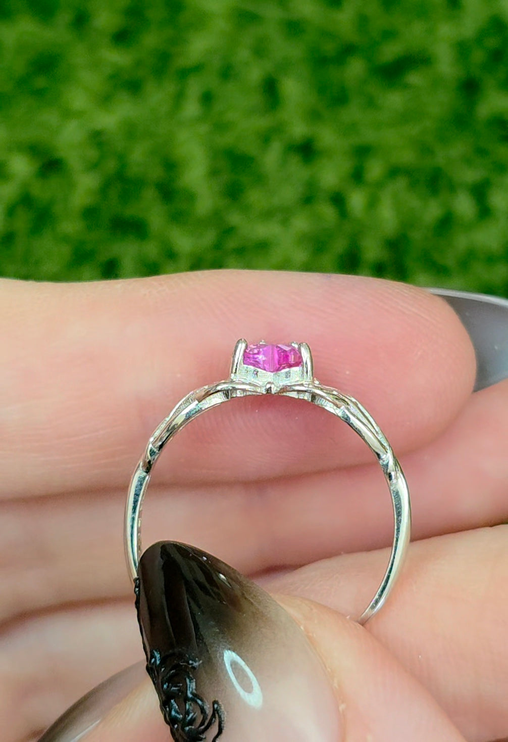 Pink Moissanite Heart Ring