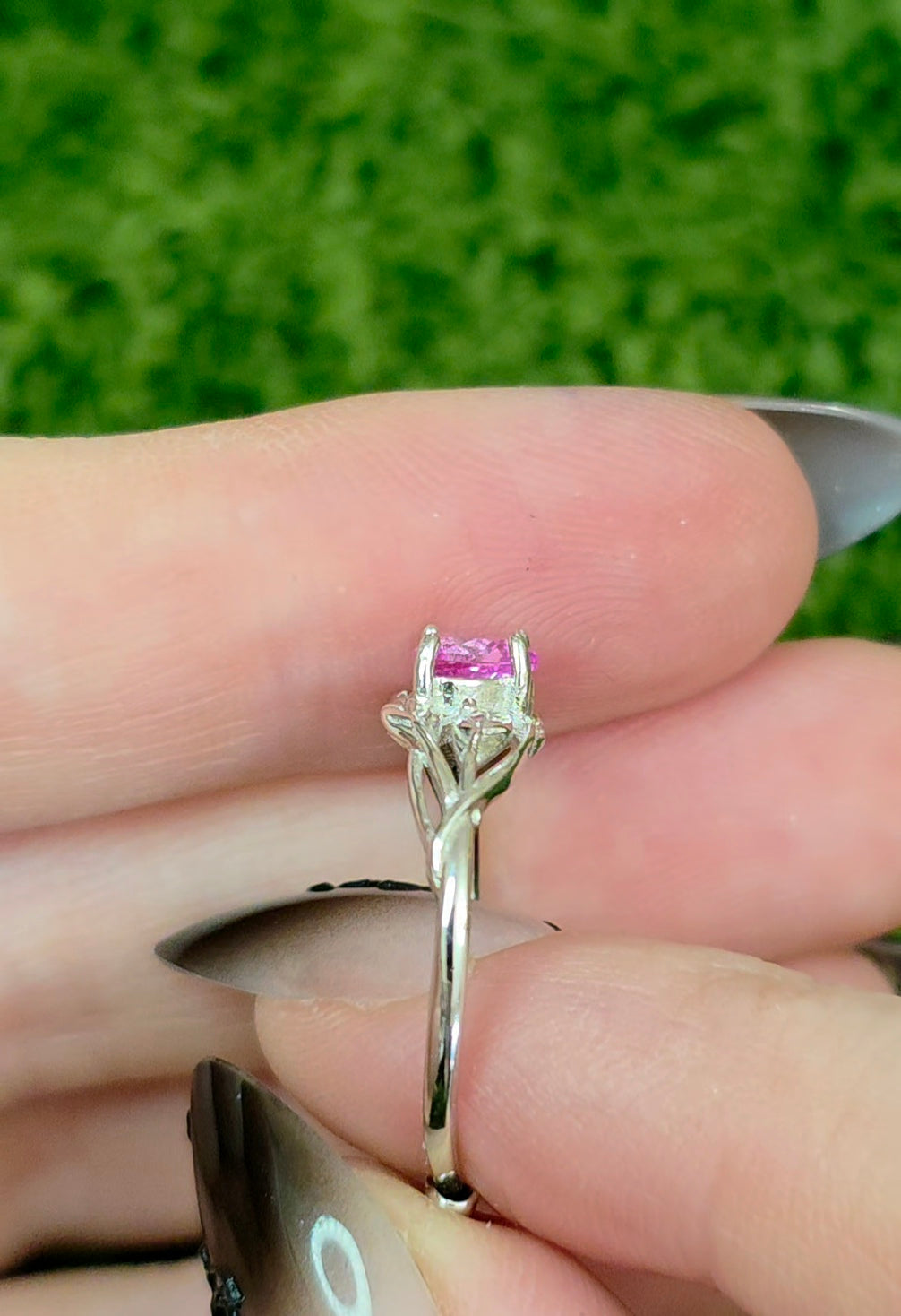 Pink Moissanite Heart Ring