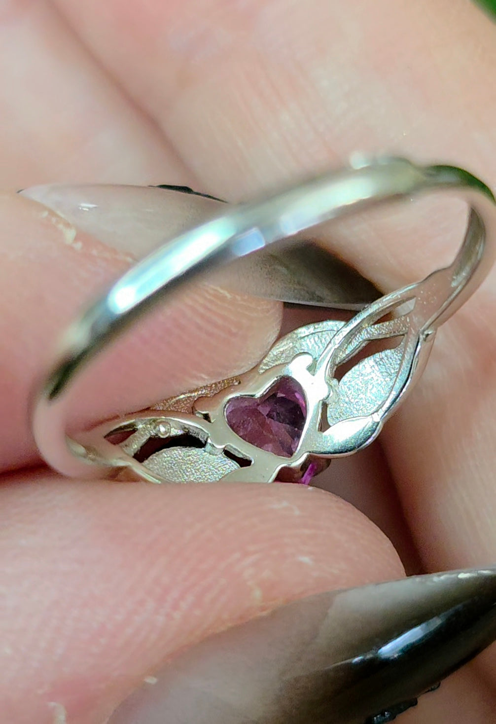 Pink Moissanite Heart Ring
