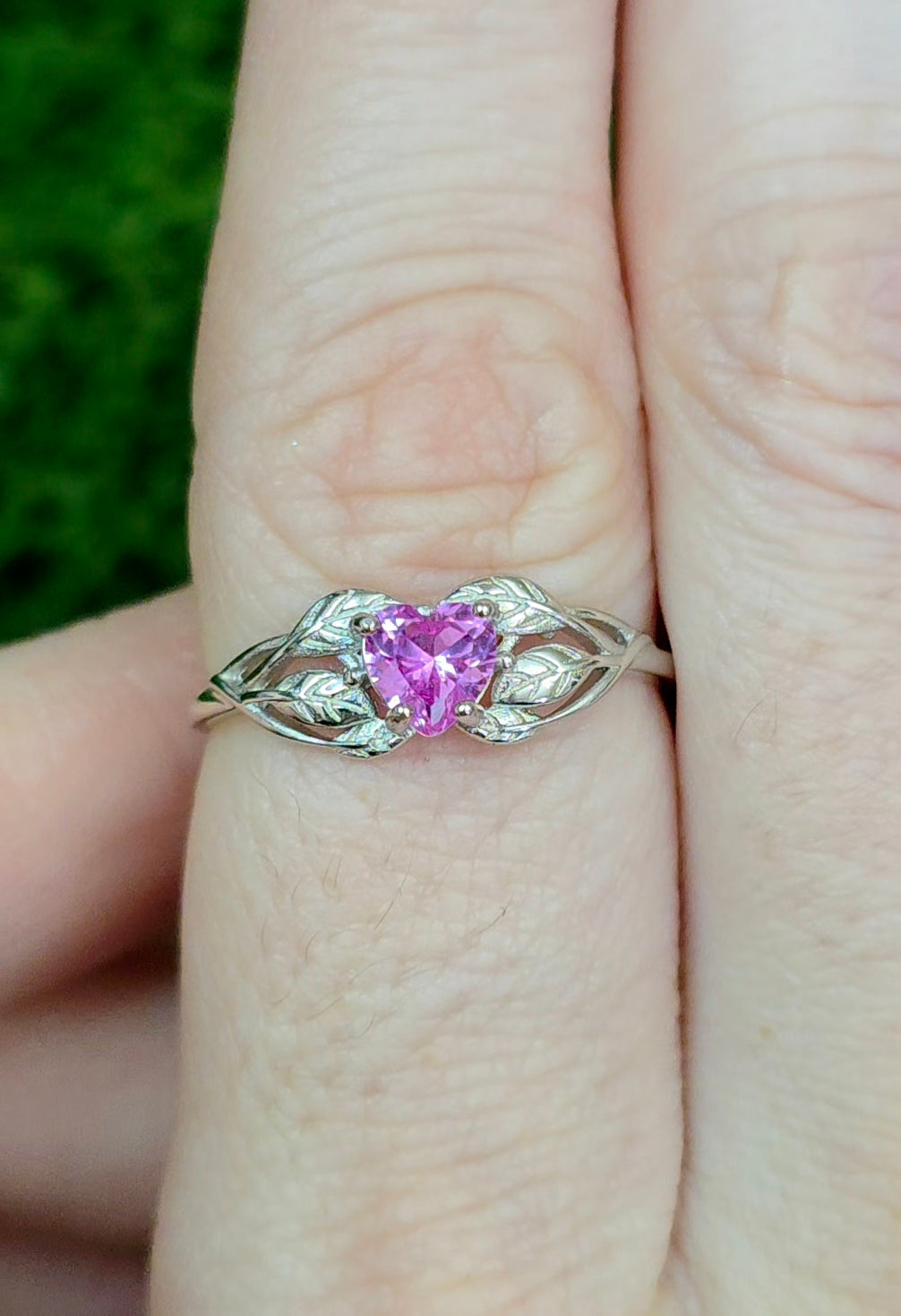 Pink Moissanite Heart Ring