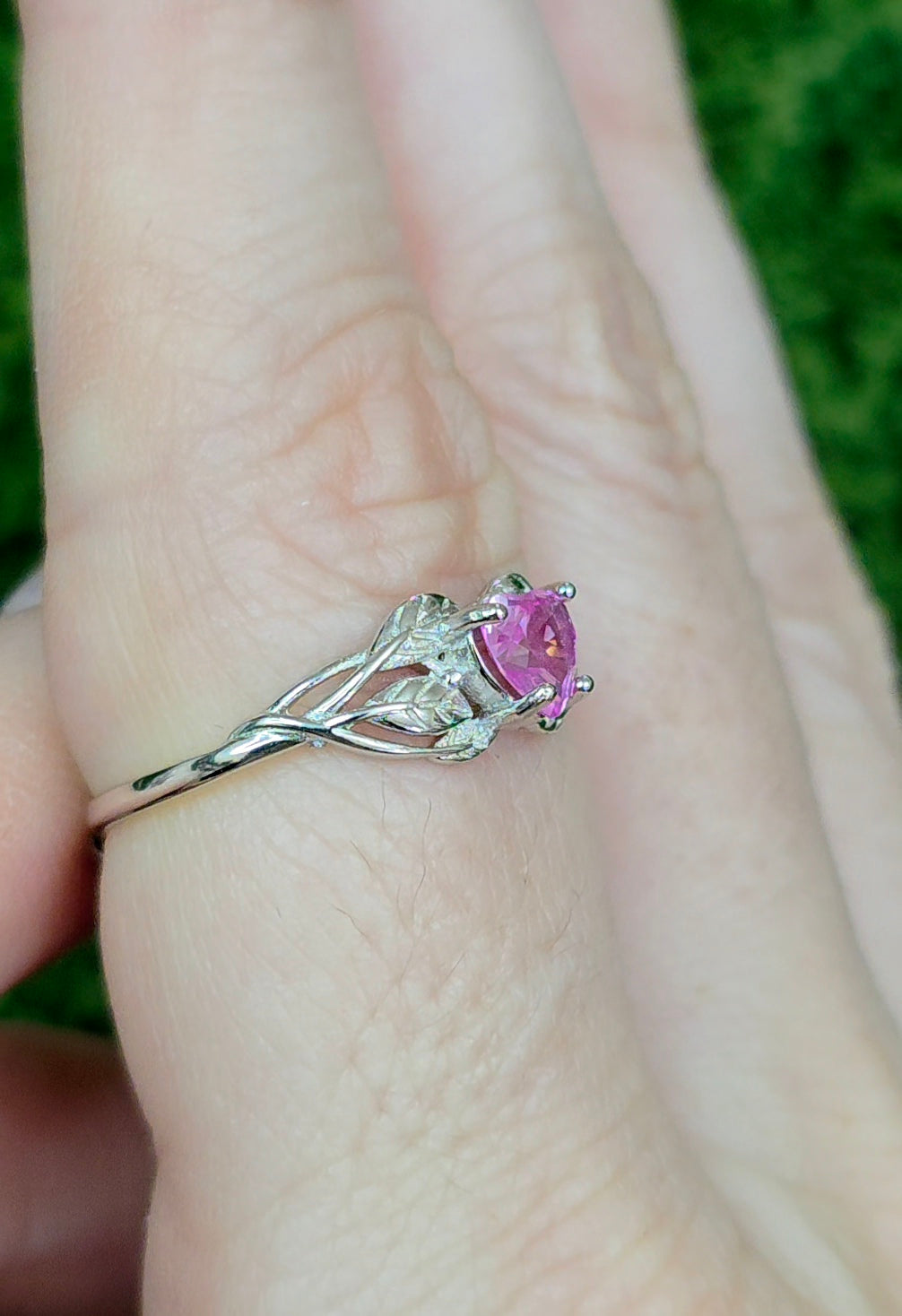 Pink Moissanite Heart Ring