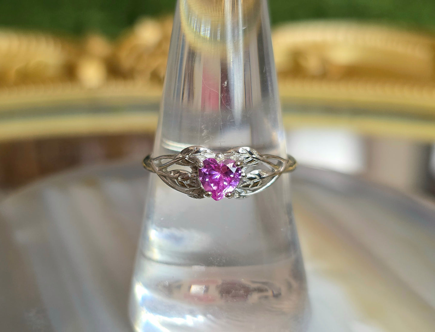 Pink Moissanite Heart Ring