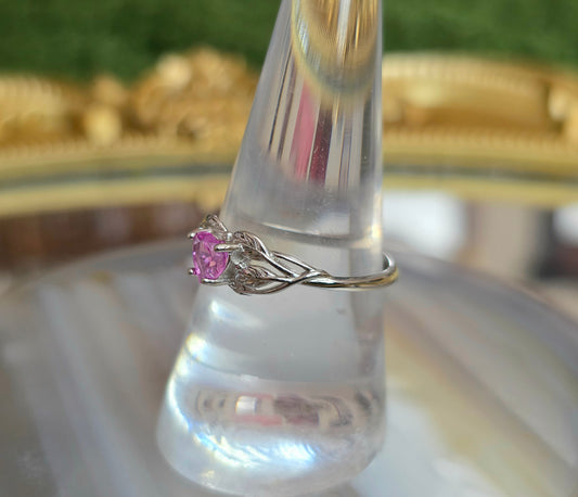 Pink Moissanite Heart Ring