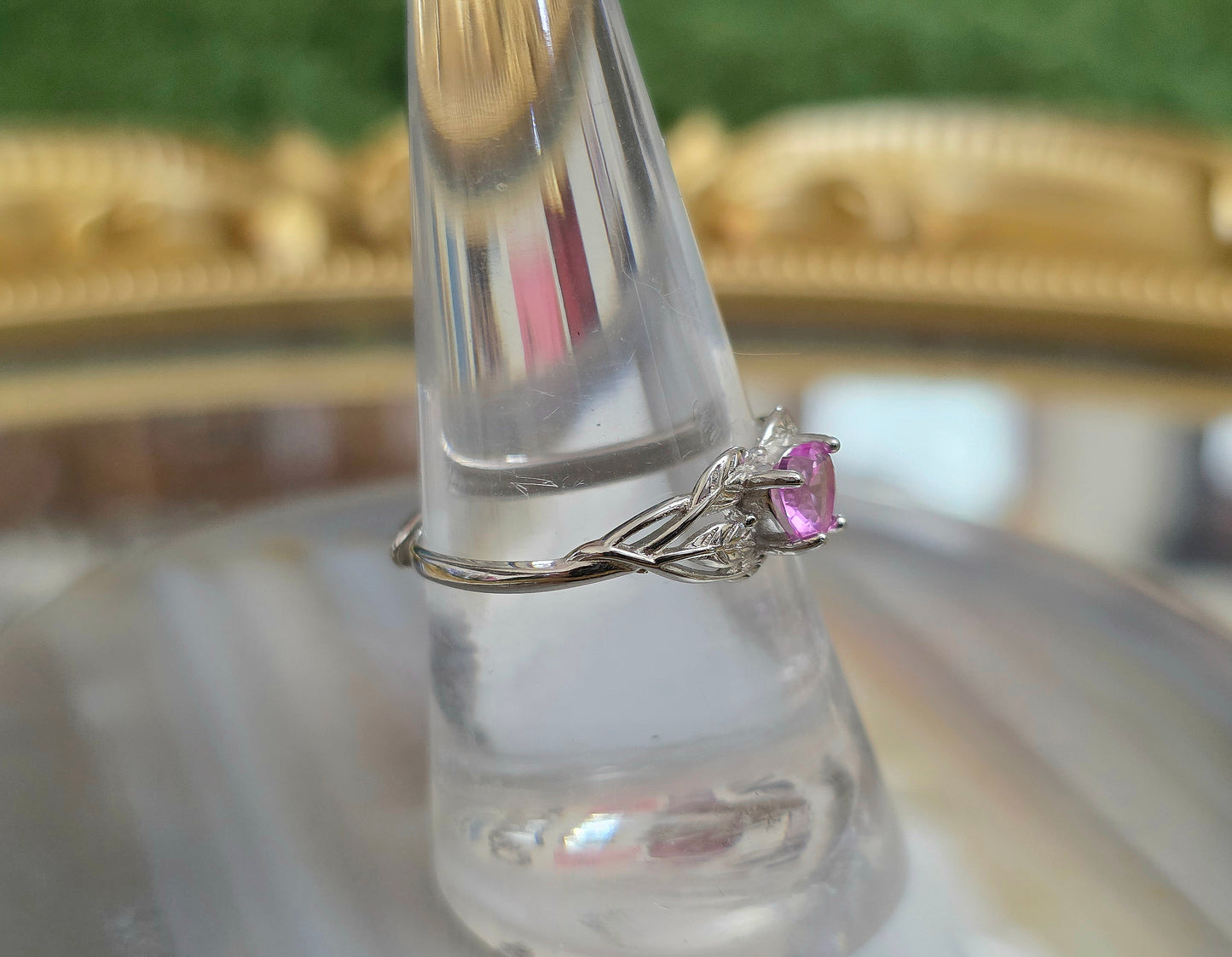 Pink Moissanite Heart Ring