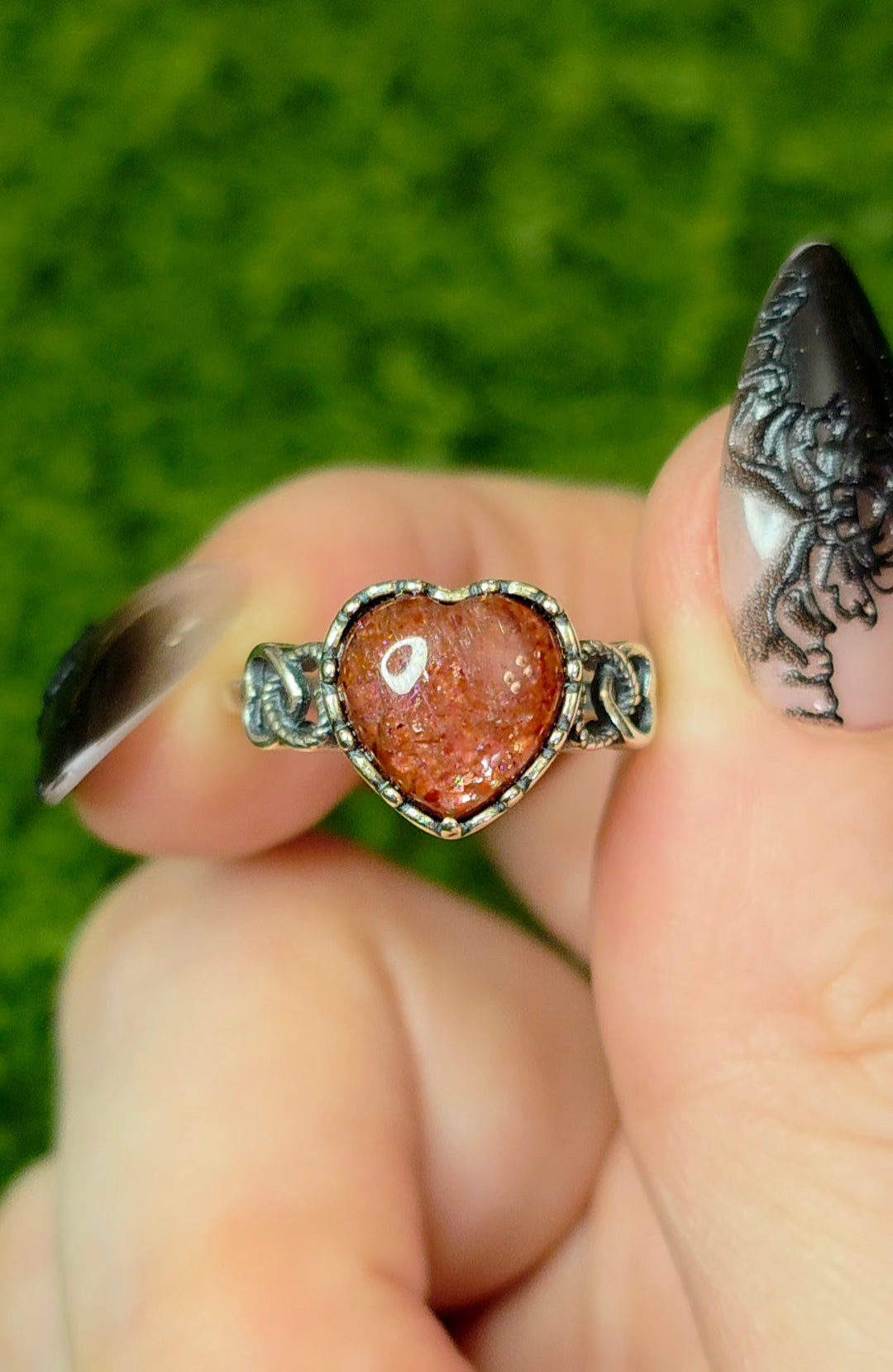 Golden Strawberry Heart Ring