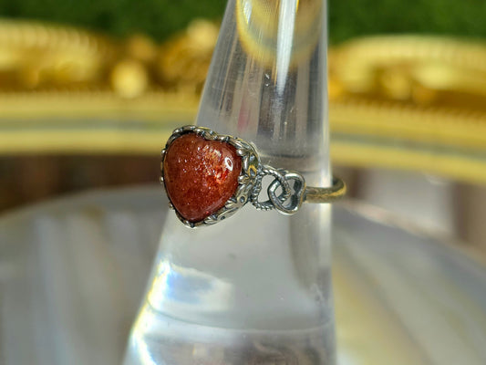 Golden Strawberry Heart Ring