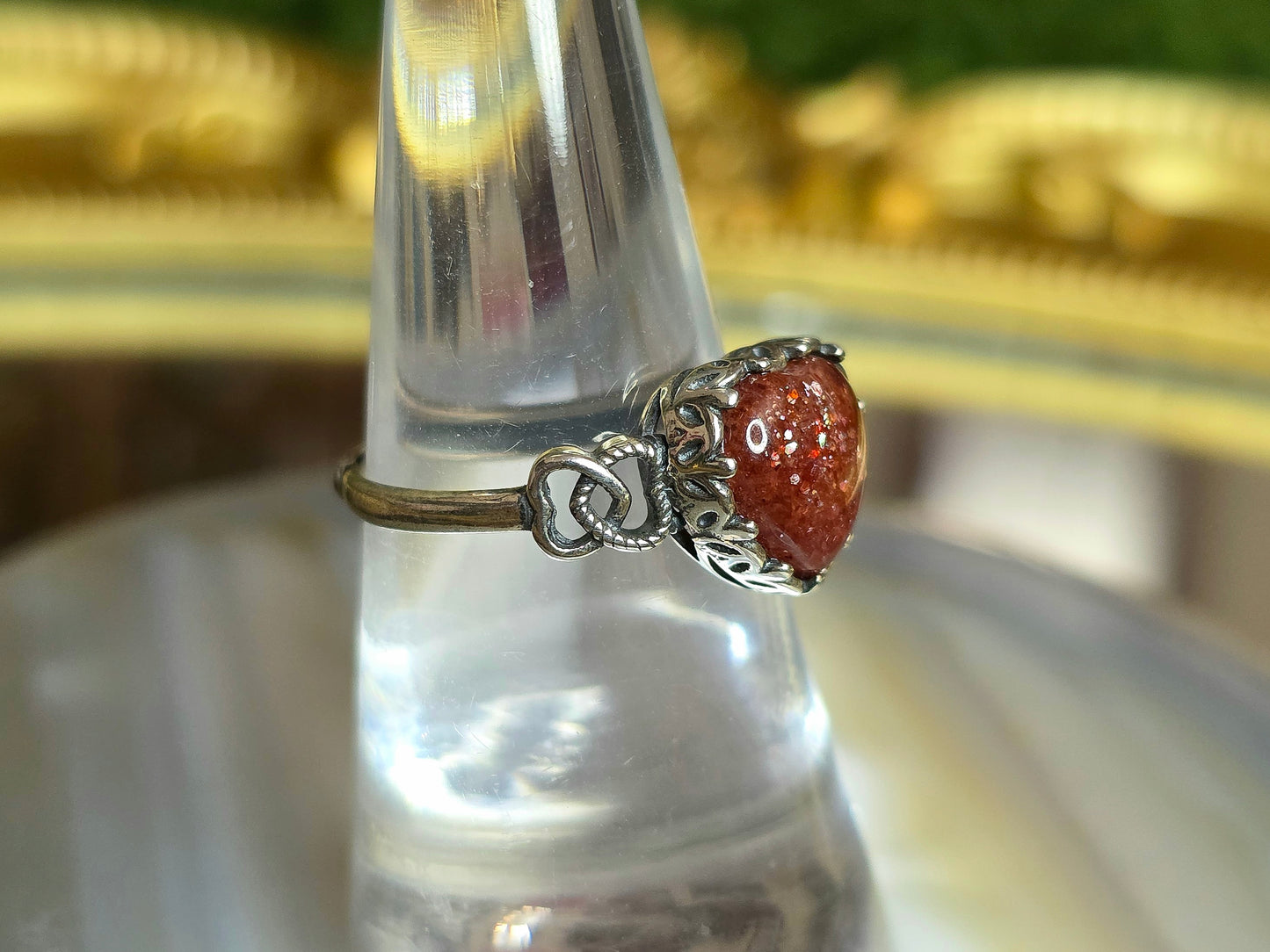 Golden Strawberry Heart Ring