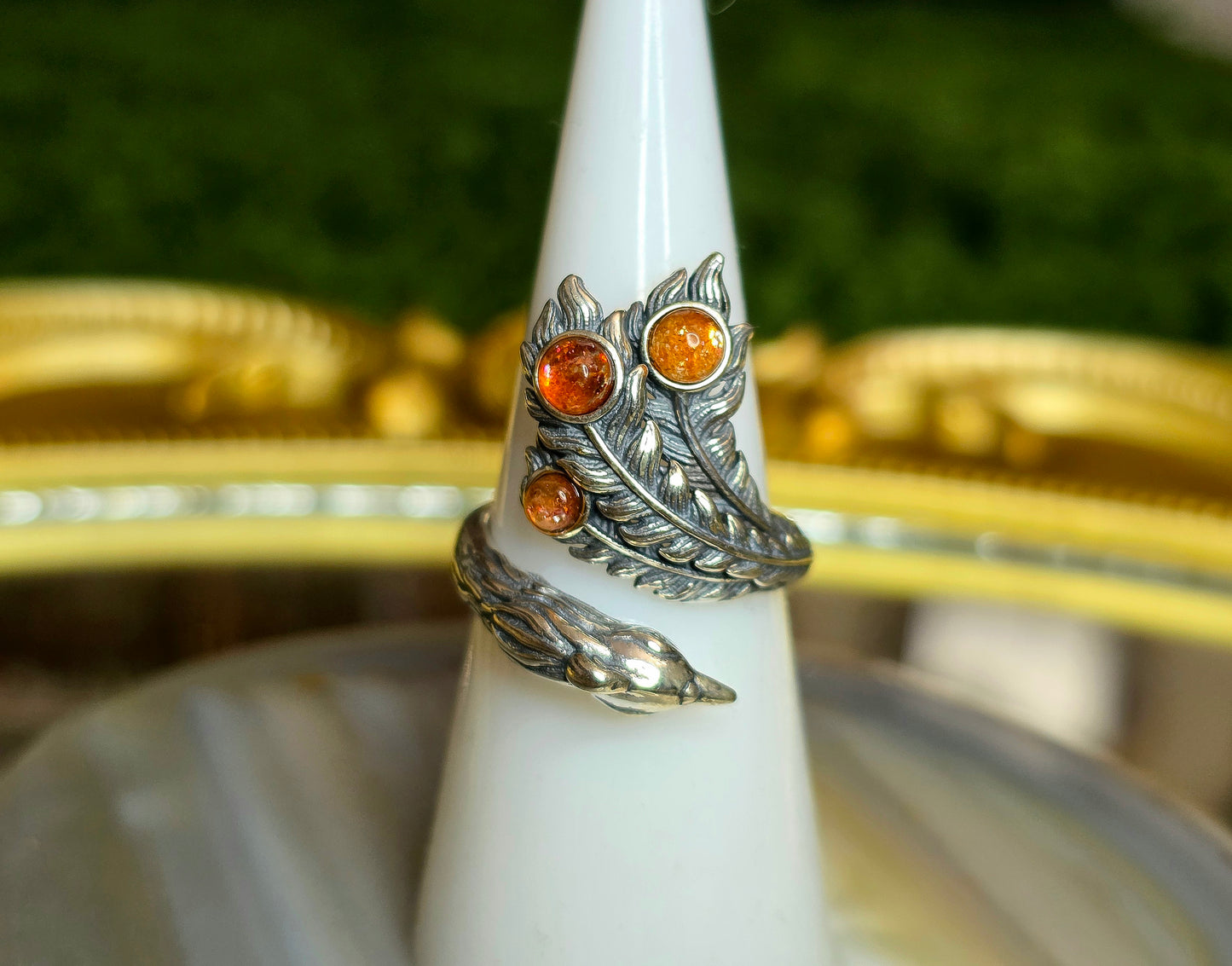 Golden Sunstone Phoenix Ring
