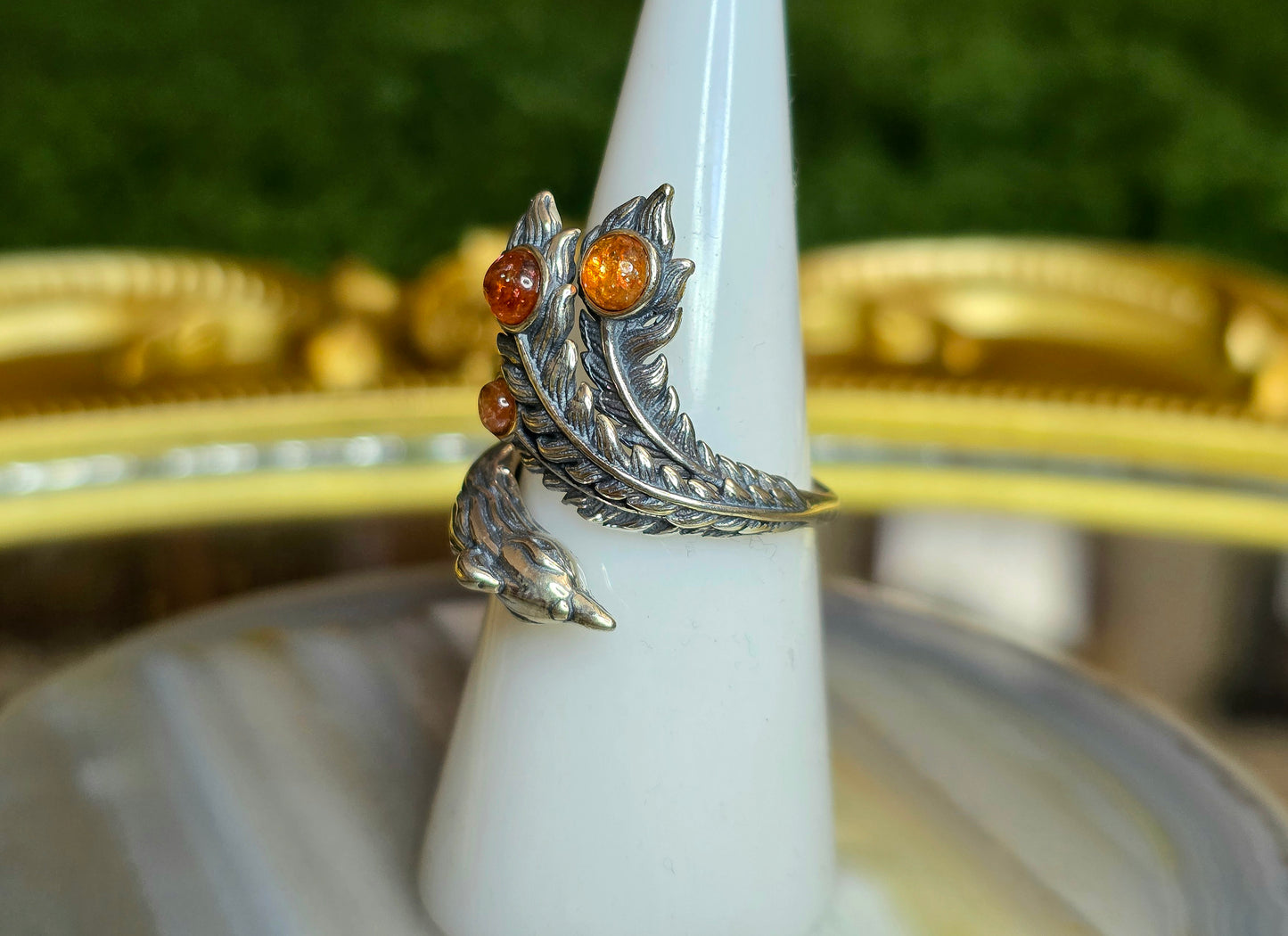 Golden Sunstone Phoenix Ring