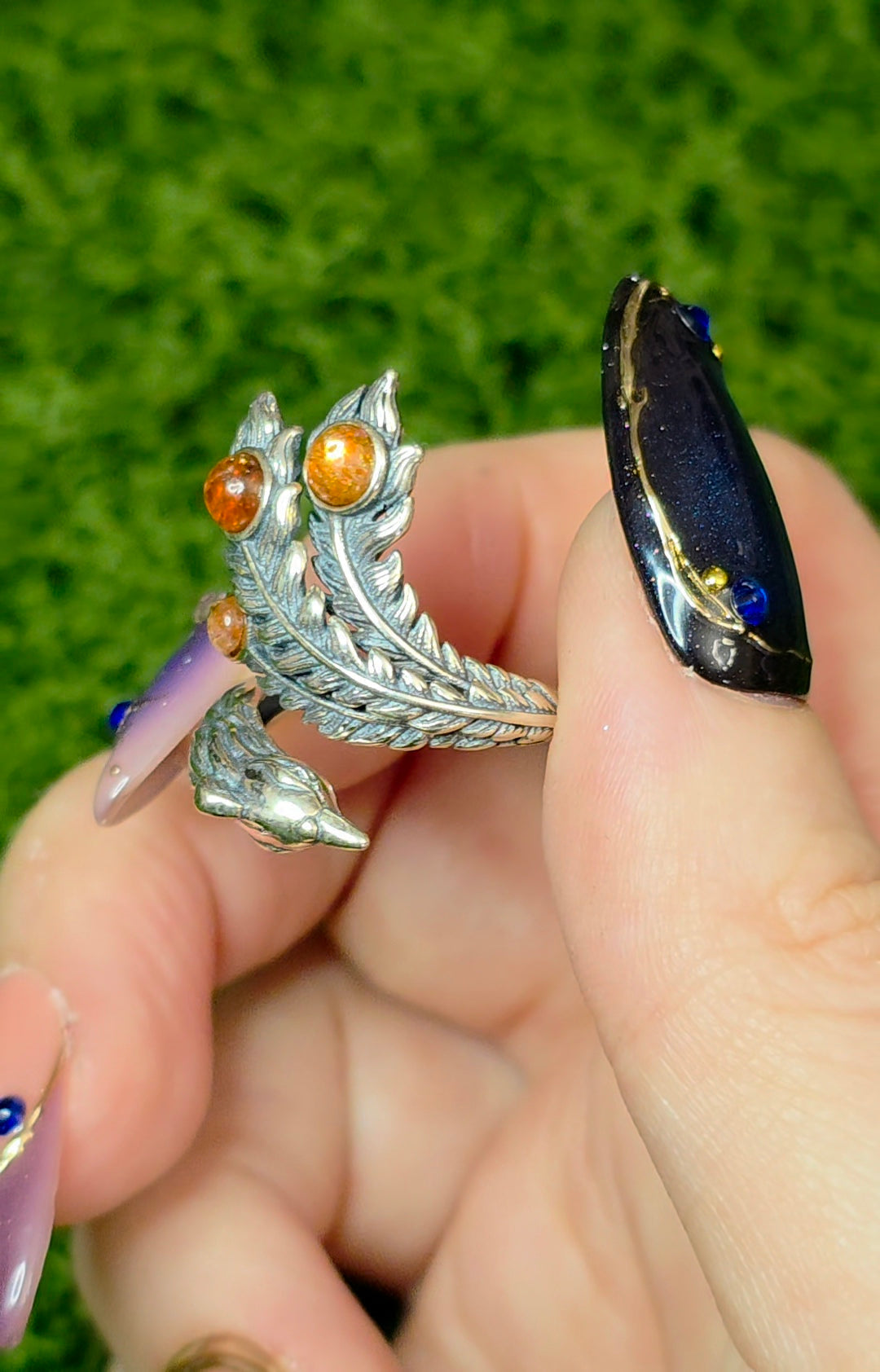 Golden Sunstone Phoenix Ring