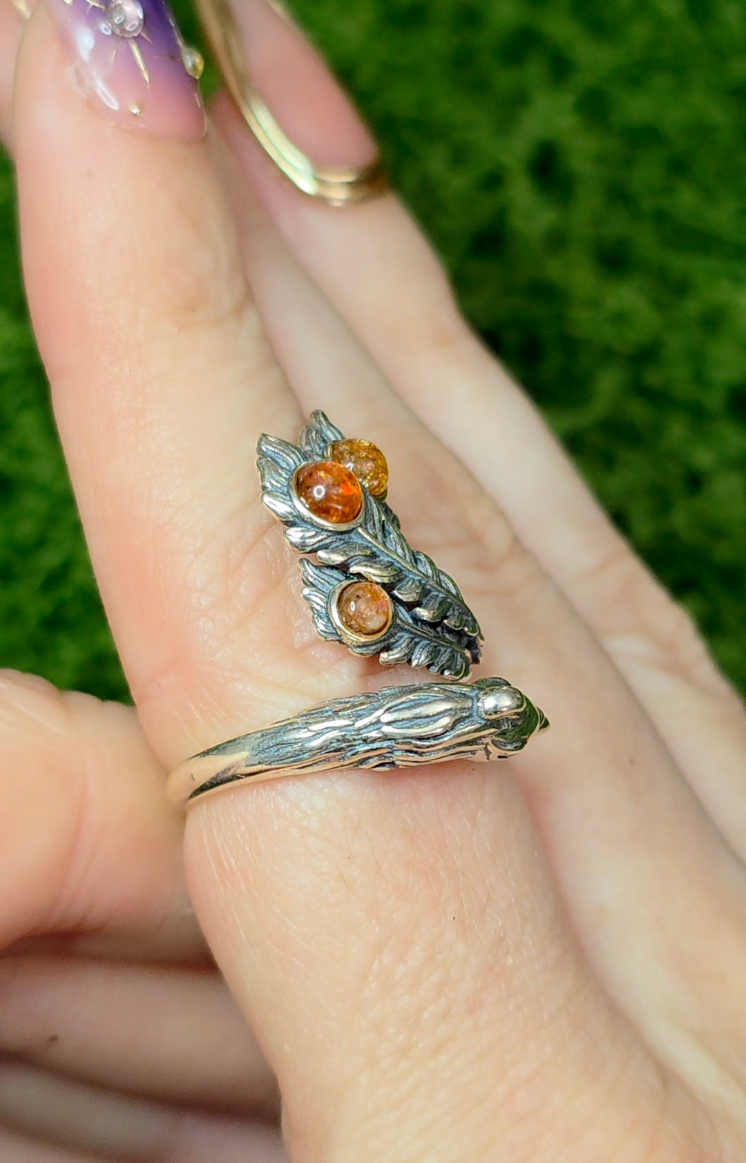 Golden Sunstone Phoenix Ring