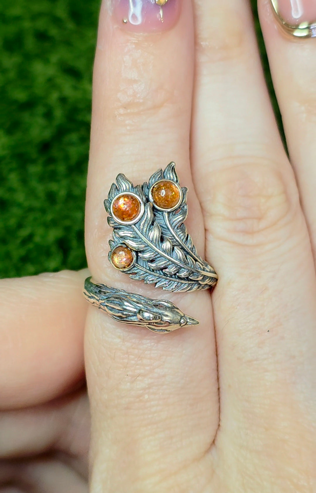 Golden Sunstone Phoenix Ring
