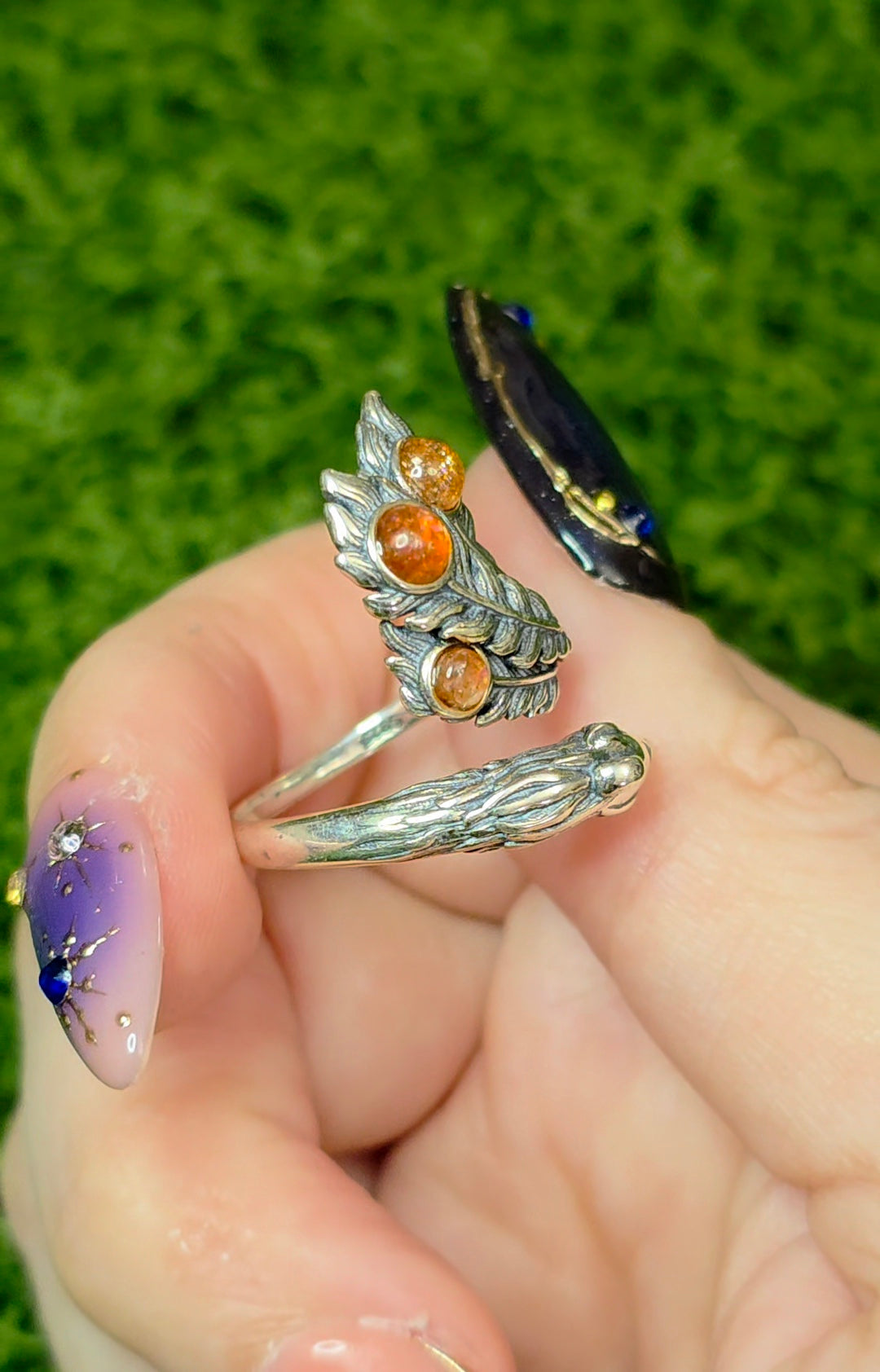 Golden Sunstone Phoenix Ring