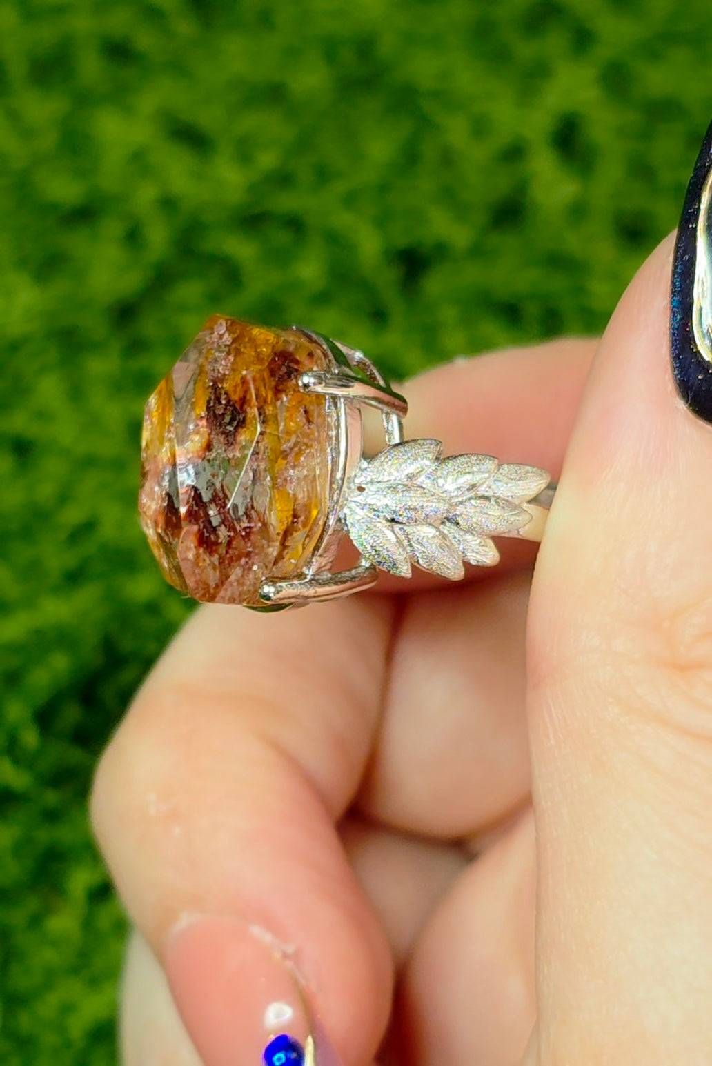 Fire Quartz and Golden Healer Freeform Ring