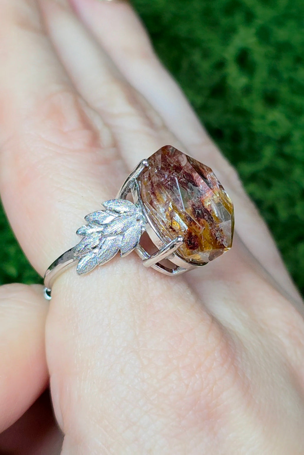 Fire Quartz and Golden Healer Freeform Ring