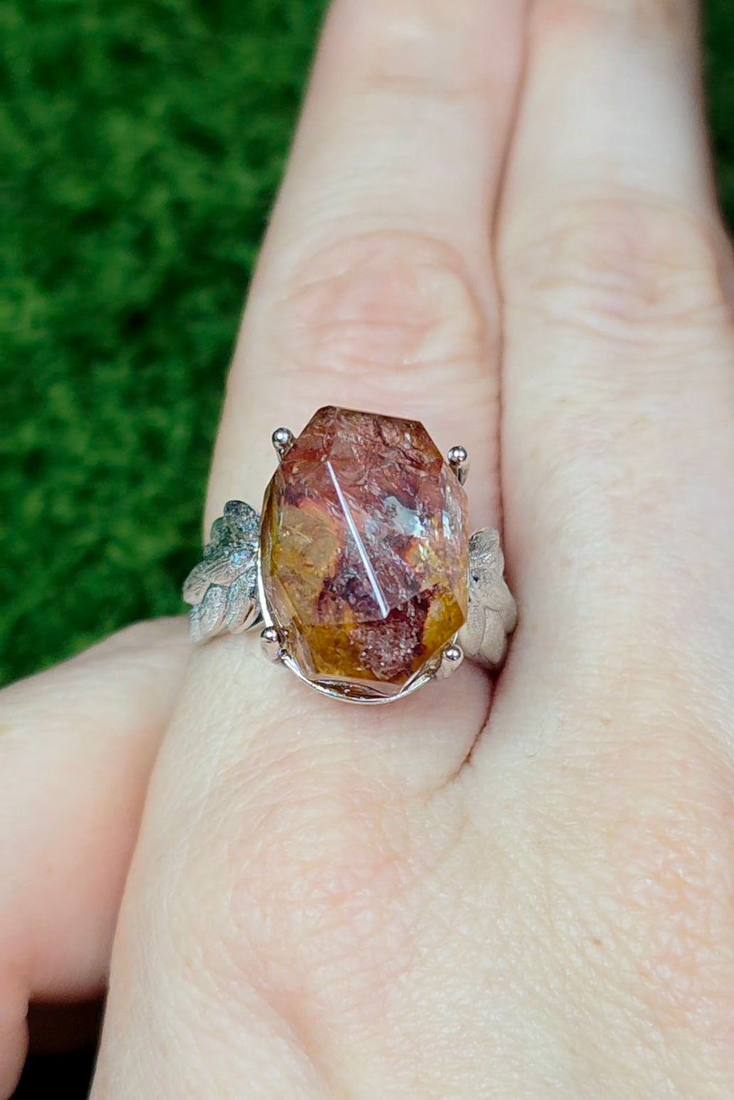 Fire Quartz and Golden Healer Freeform Ring
