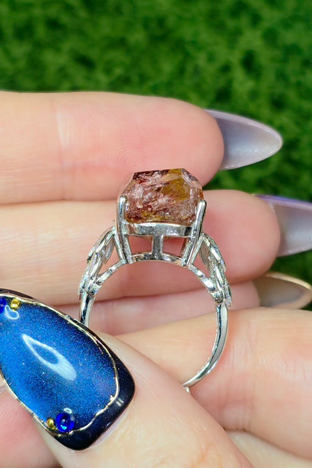 Fire Quartz and Golden Healer Freeform Ring