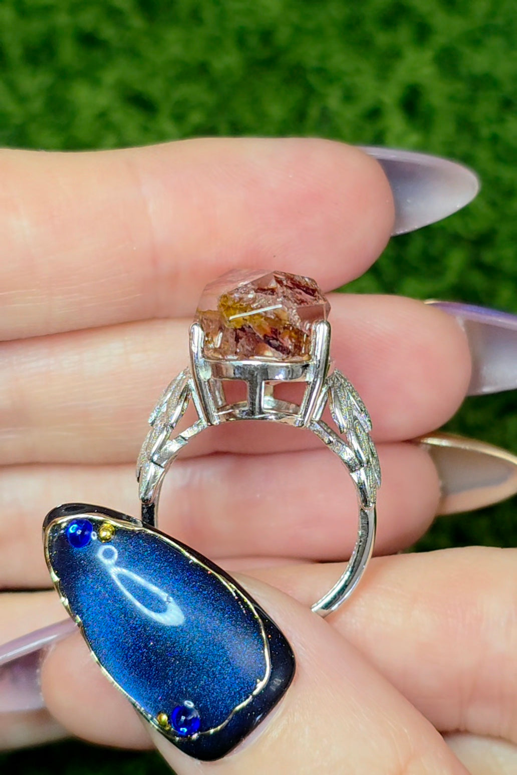 Fire Quartz and Golden Healer Freeform Ring