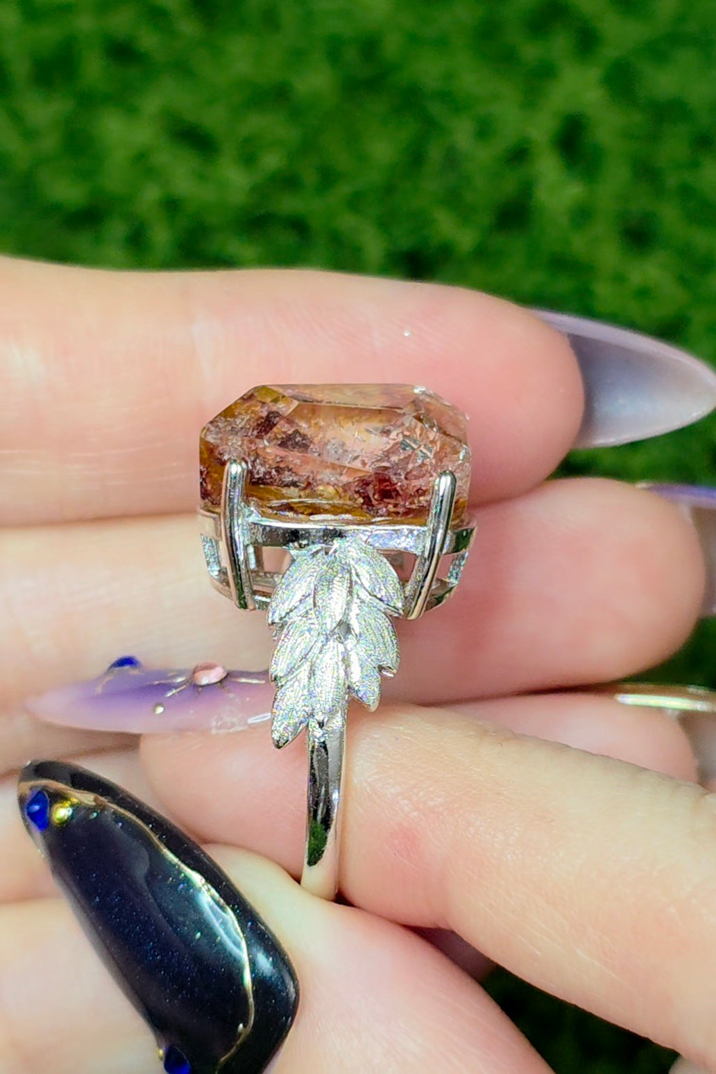 Fire Quartz and Golden Healer Freeform Ring
