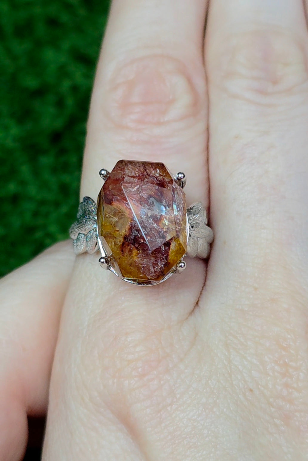 Fire Quartz and Golden Healer Freeform Ring