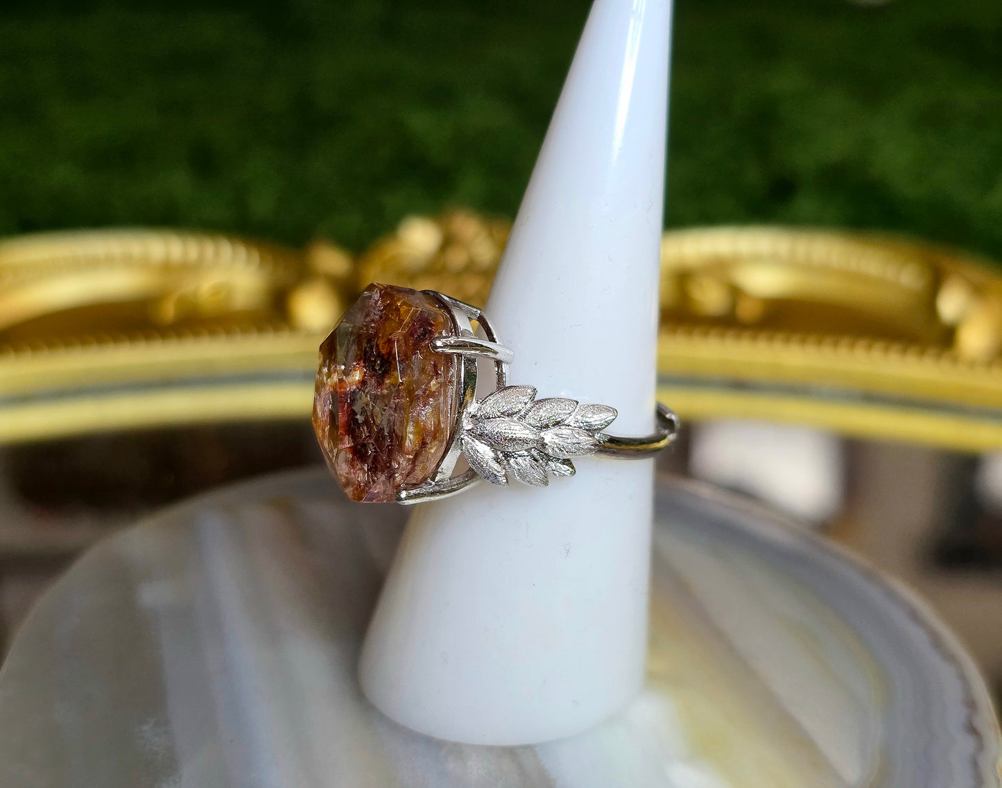 Fire Quartz and Golden Healer Freeform Ring